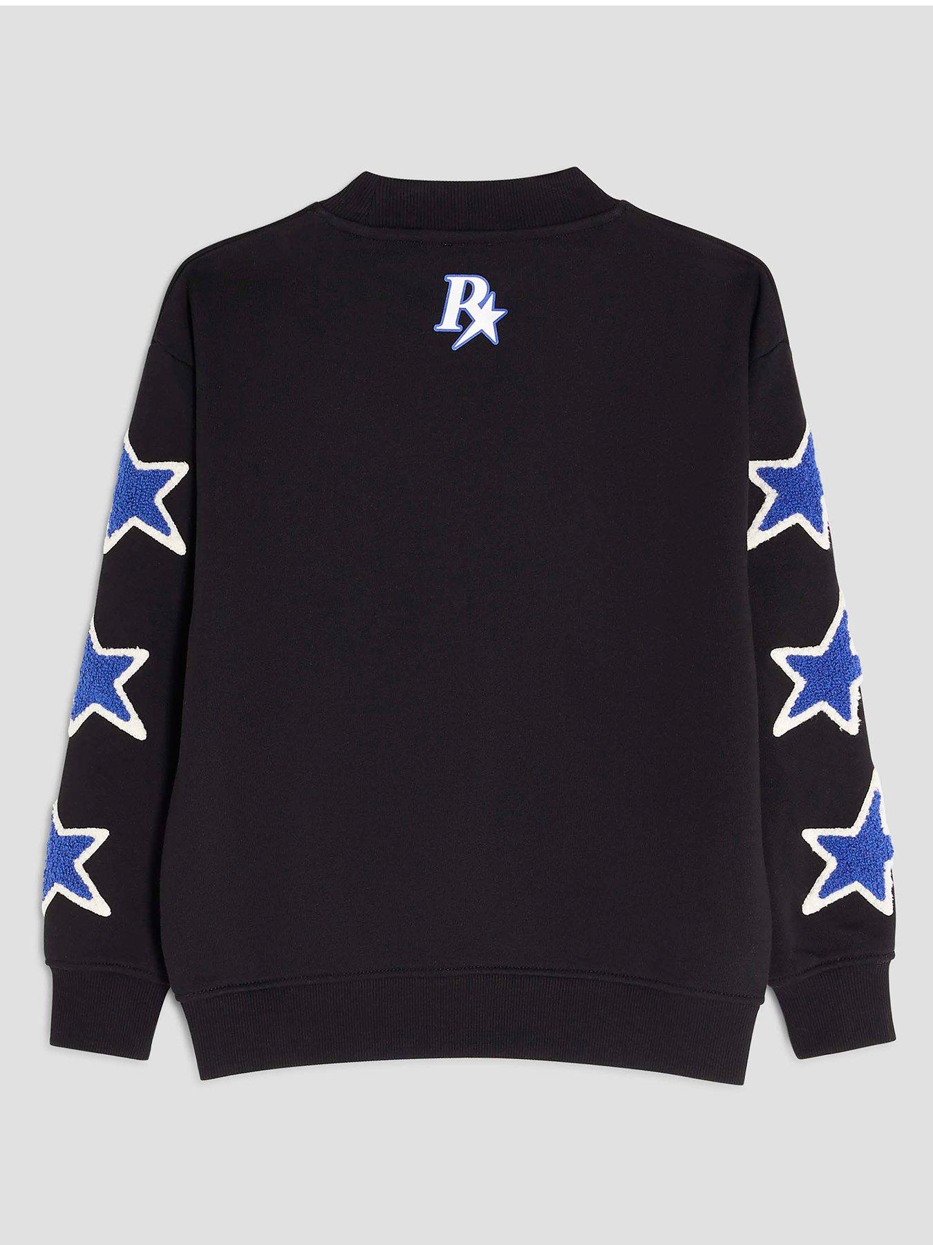  image of river-island-older-boys-r-star-applique-sweatshirt-black