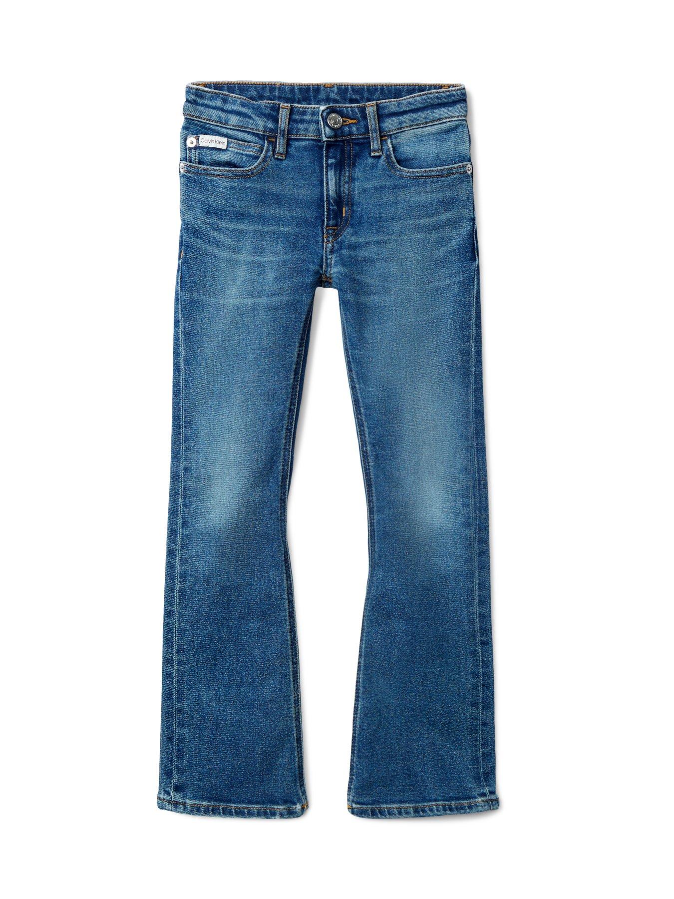 Image 1 of 1 of Calvin Klein Jeans Girls Flare Jeans - Dark Blue