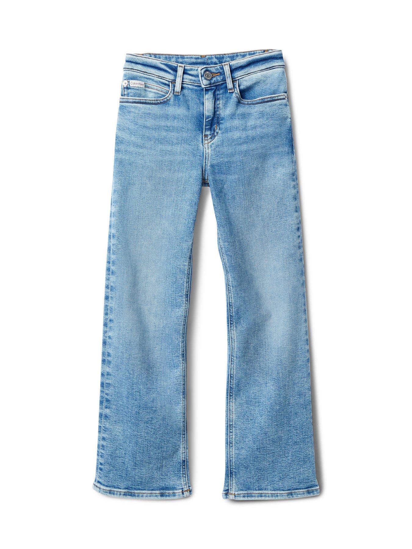 Image 1 of 1 of Calvin Klein Jeans Girls Wide Leg Ocean Denim - Ocean Stretch - Blue