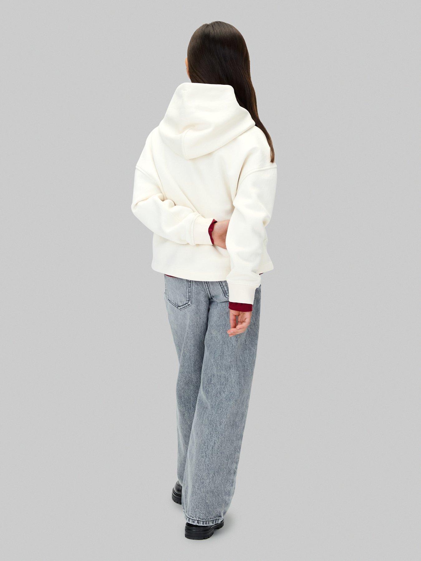 Image 2 of 5 of Calvin Klein Jeans Girls Festive Graphic Fleece Hoodie - Beige