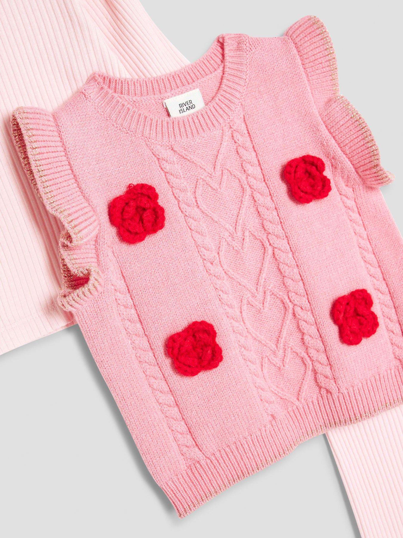 Image 4 of 4 of River Island Baby Girls Knitted 3 Piece Set - Pink