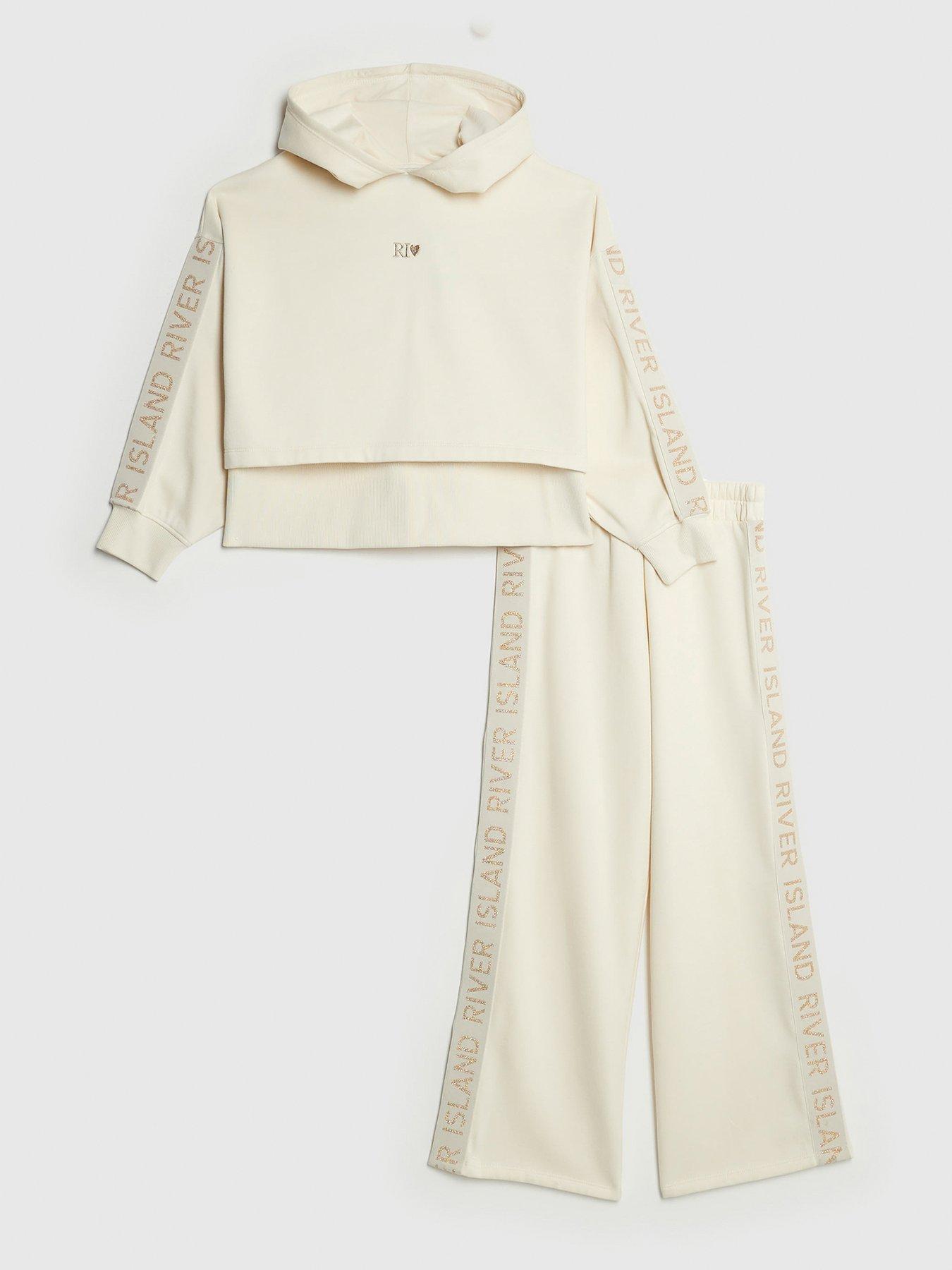 undefined Older Girls Hooded Sweat Set - Cream