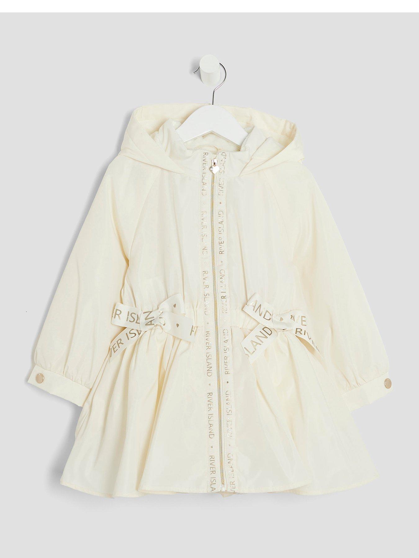 undefined Mini Girls Peplum Hooded Raincoat - Cream