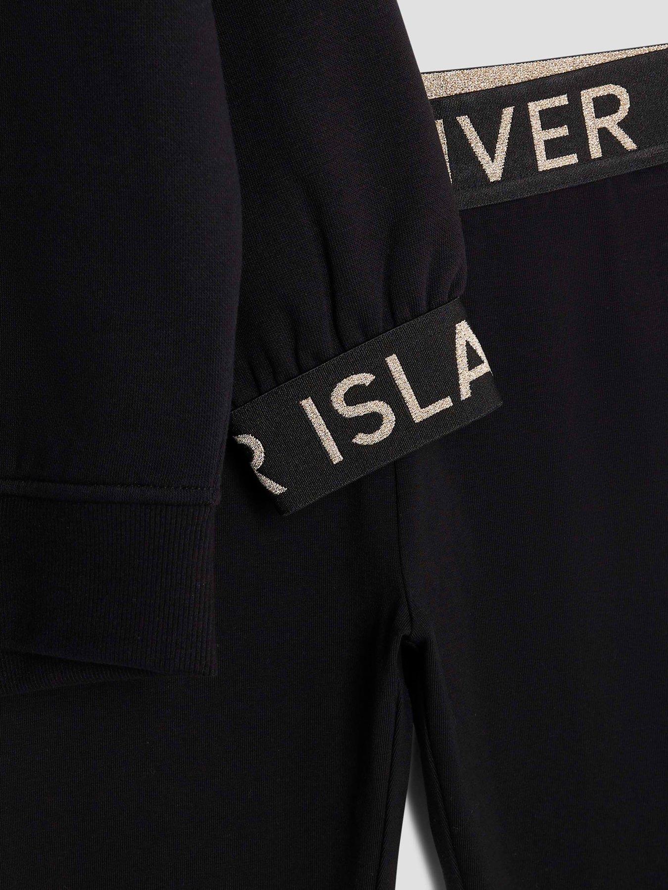 Image 5 of 5 of River Island Older Girls Split Back Sweatshirt Set - Black