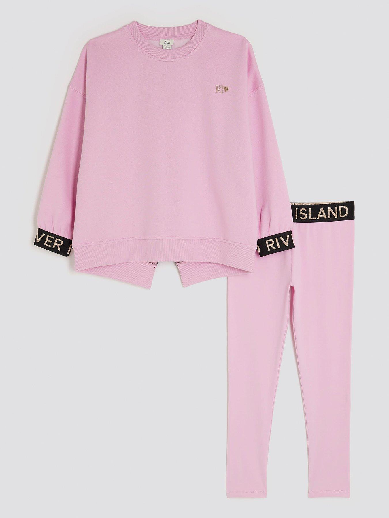 undefined Older Girls Split Back Legging Set - Pink