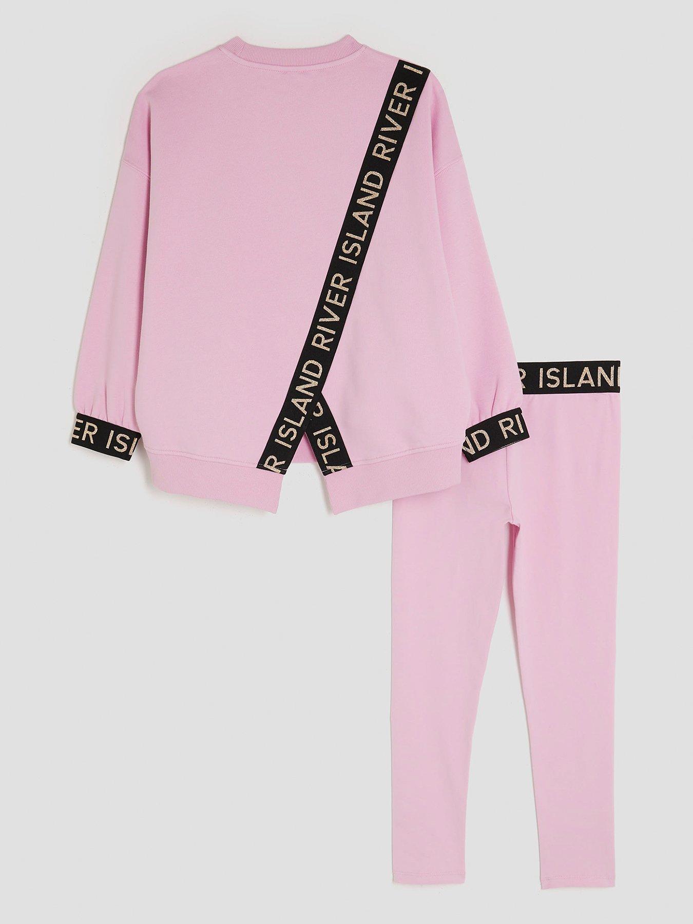 Image 2 of 4 of River Island Older Girls Split Back Legging Set - Pink
