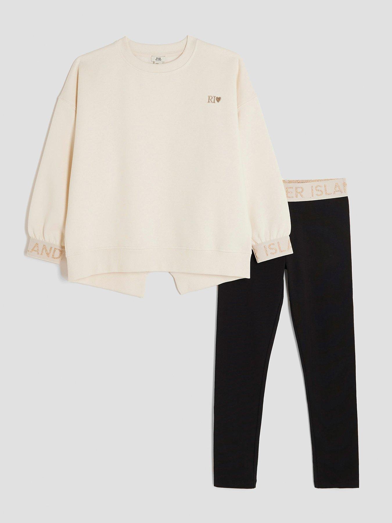 River Island Older Girls Split Back Sweatshirt Set - Cream