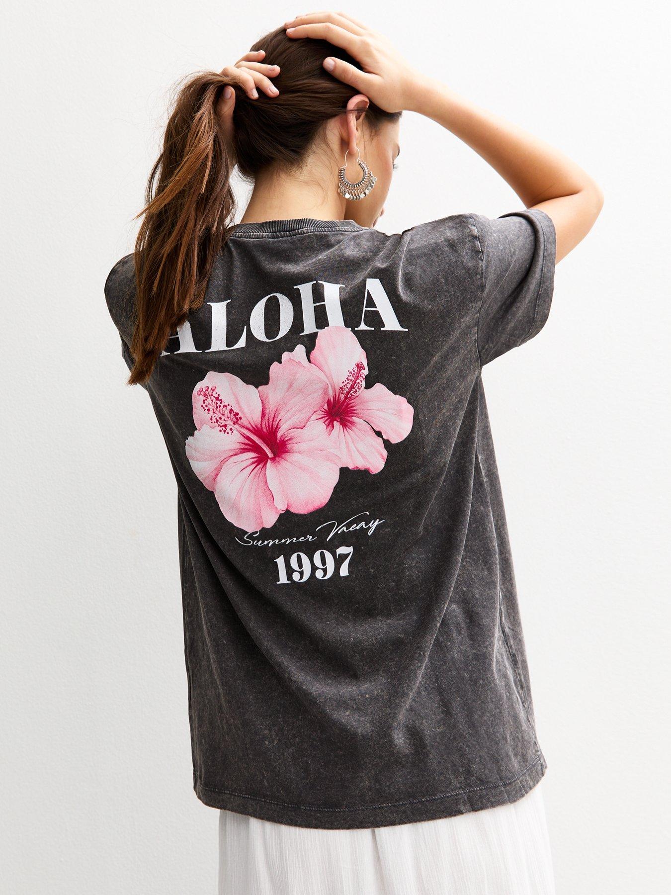 undefined Dark Grey Aloha Print T-shirt