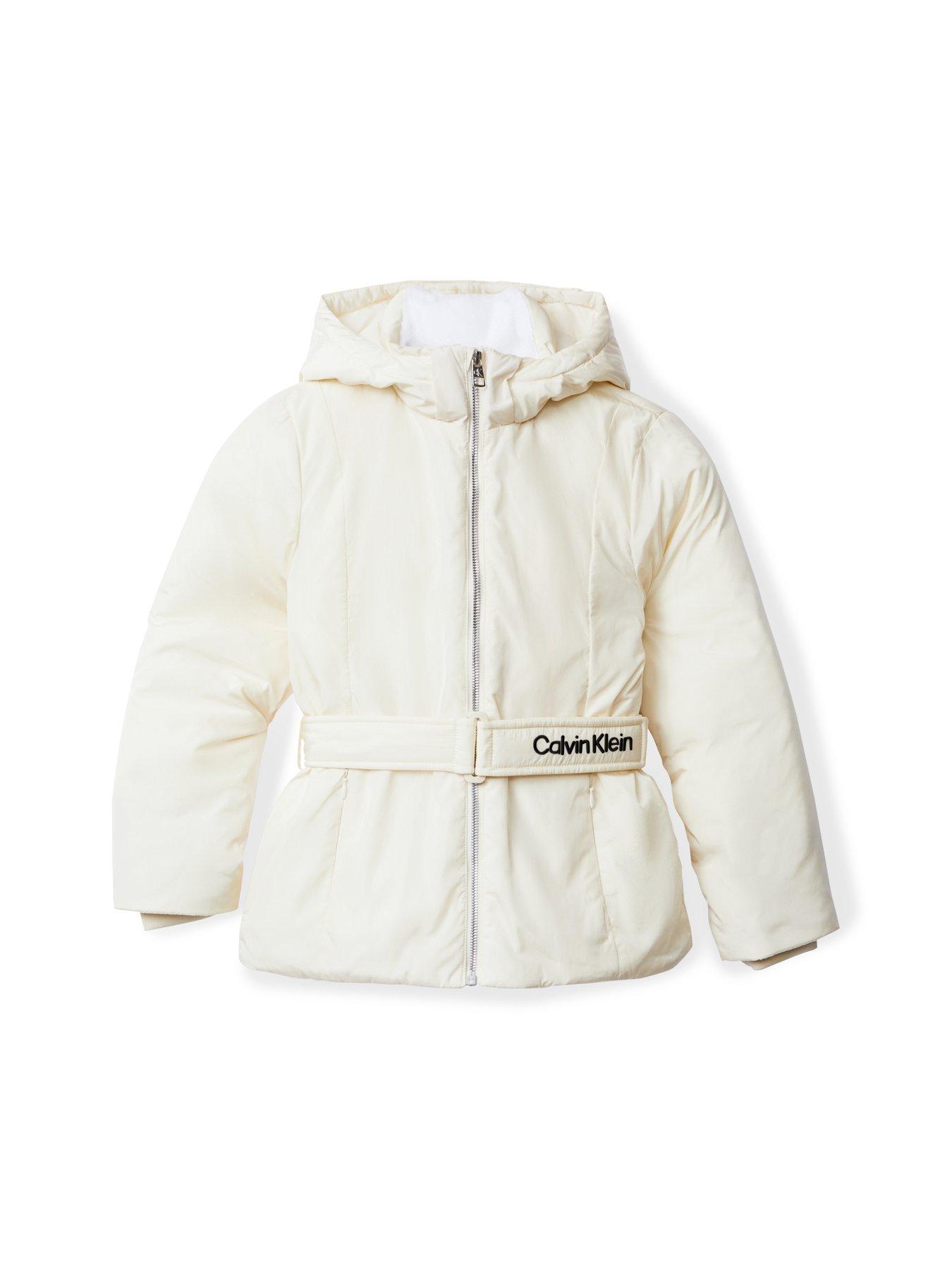 Image 1 of 1 of Calvin Klein Jeans Girls Classic Belted Jacket &nbsp;- Cream