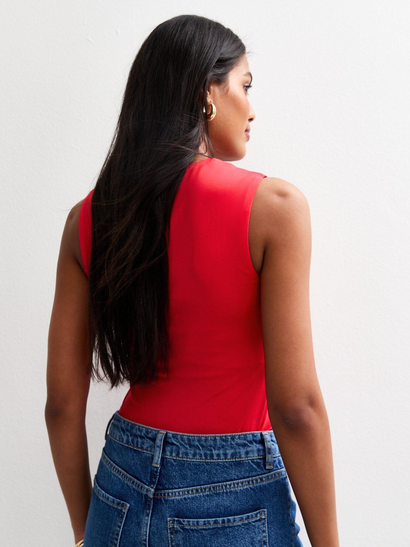 stillFront image of new-look-red-square-neck-bodysuit