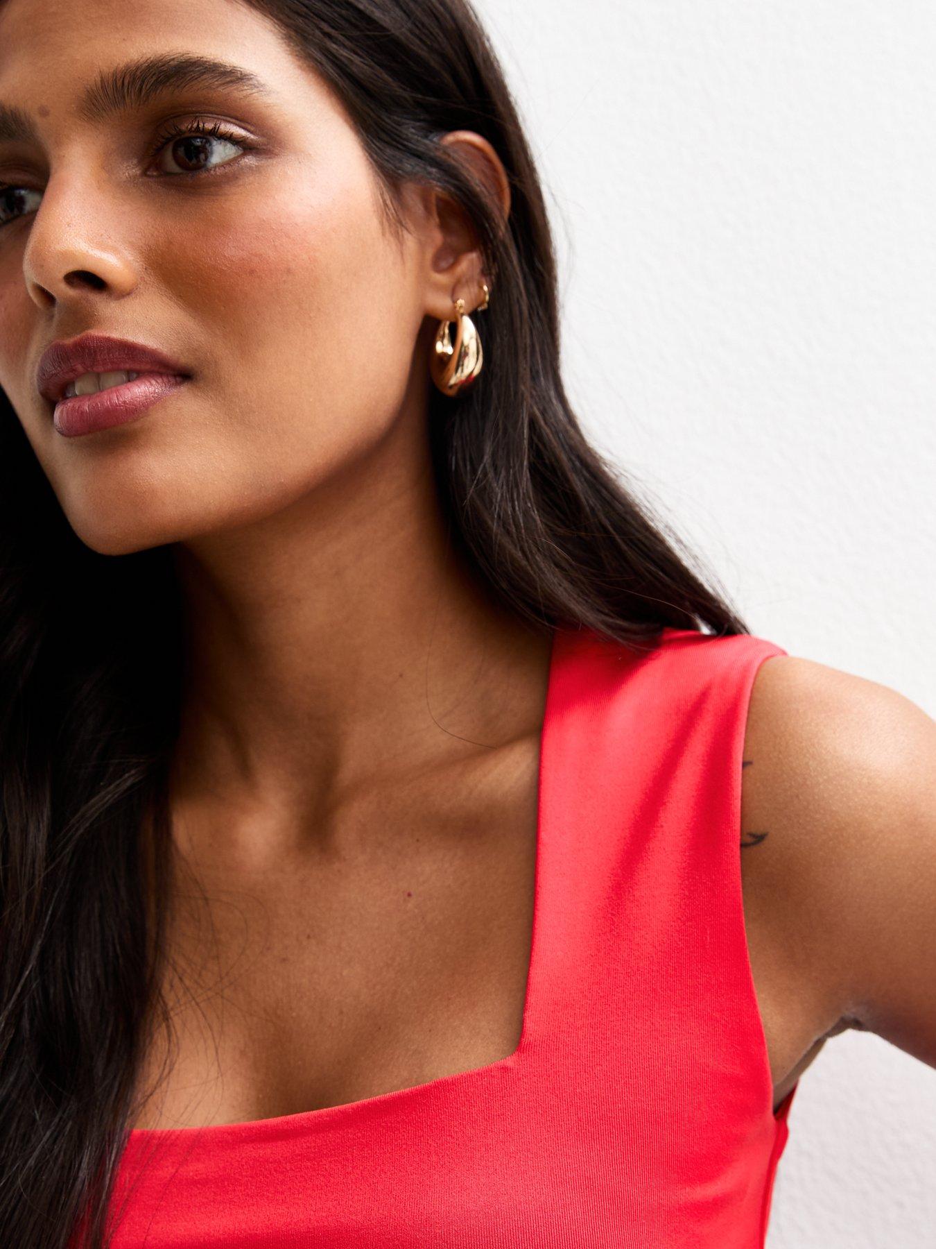  image of new-look-red-square-neck-bodysuit