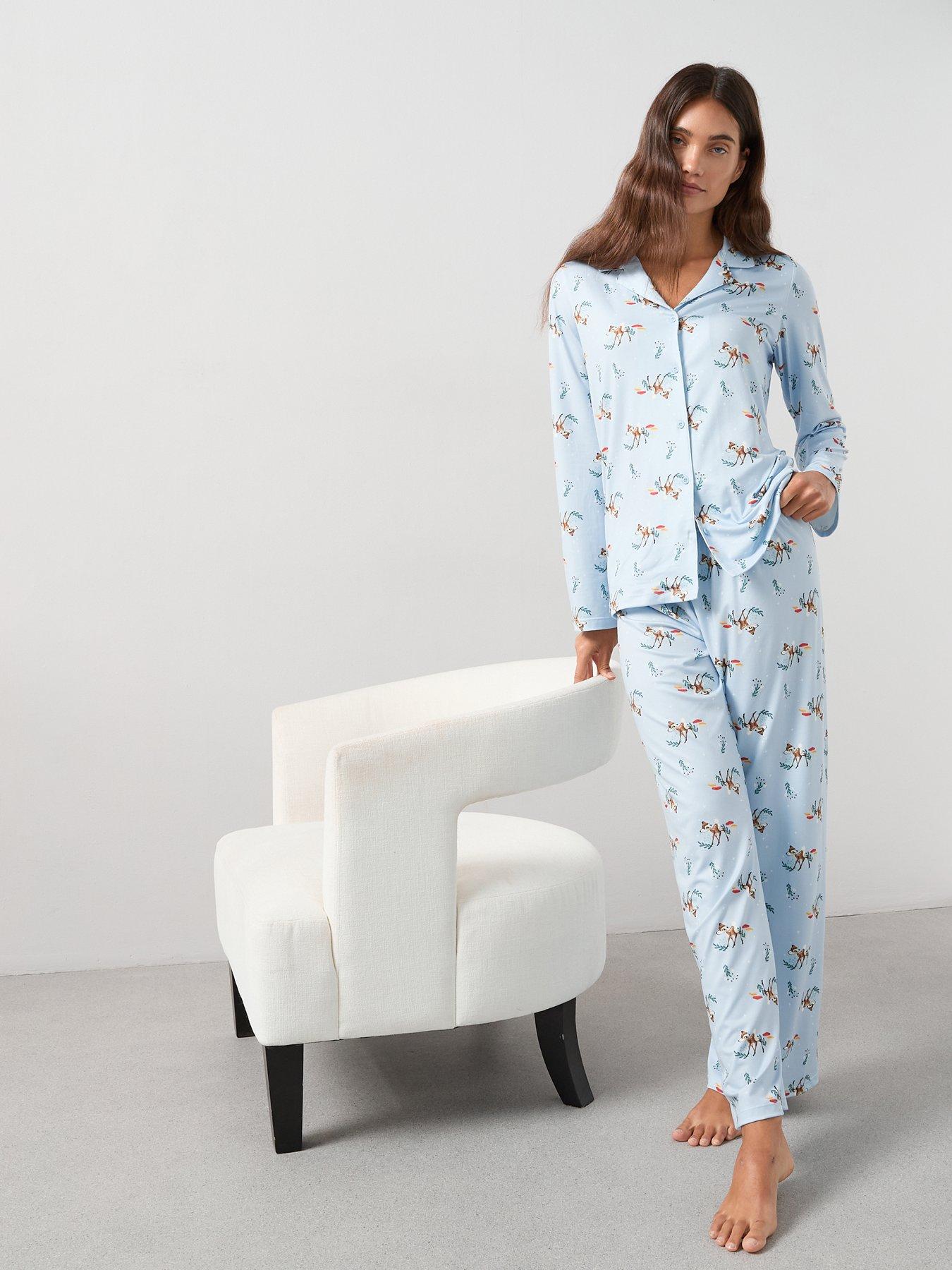 Image 1 of 6 of The Very Collection Disney Bambi Button Down Pyjama Set - Blue