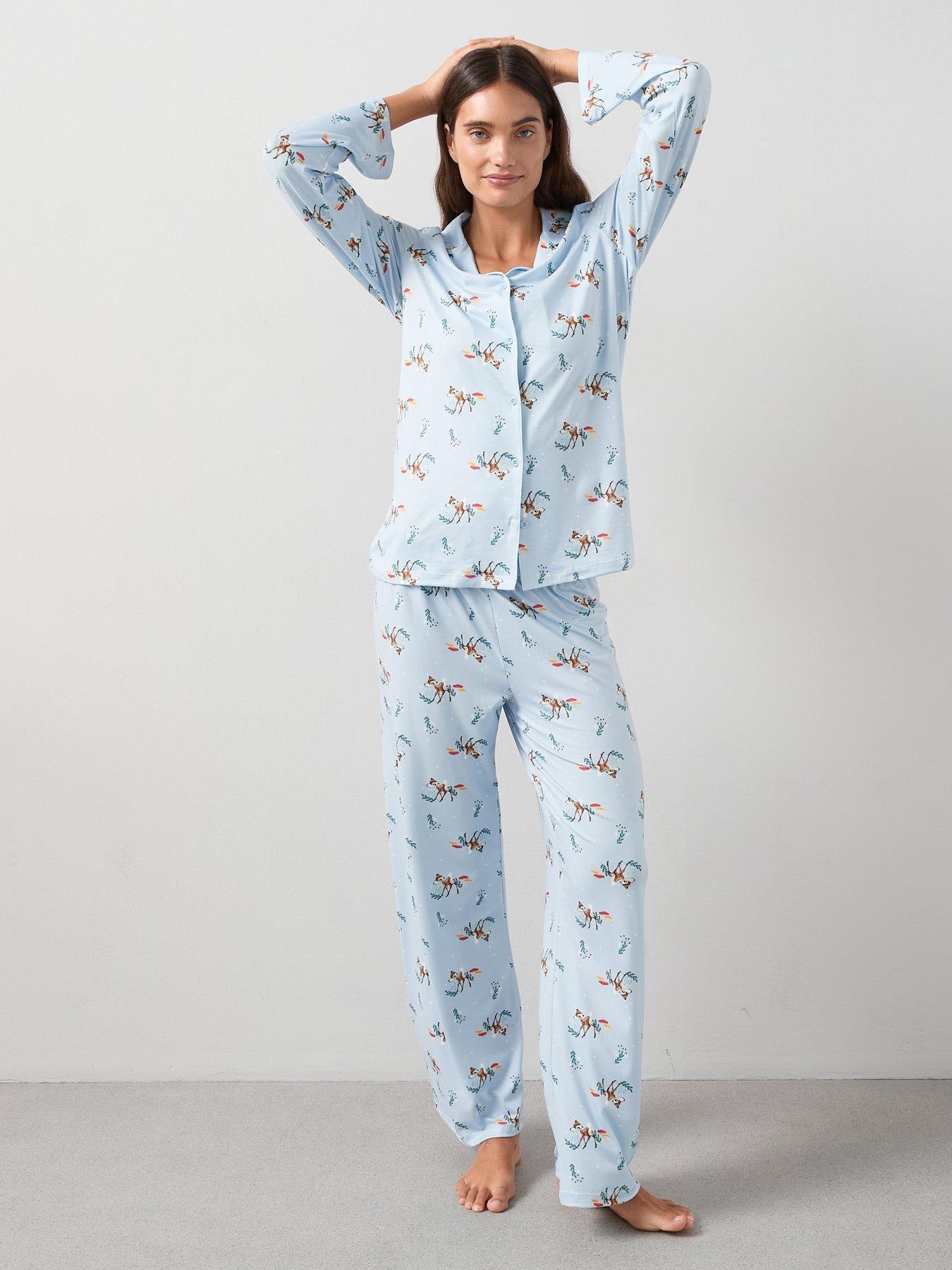 Image 3 of 6 of The Very Collection Disney Bambi Button Down Pyjama Set - Blue
