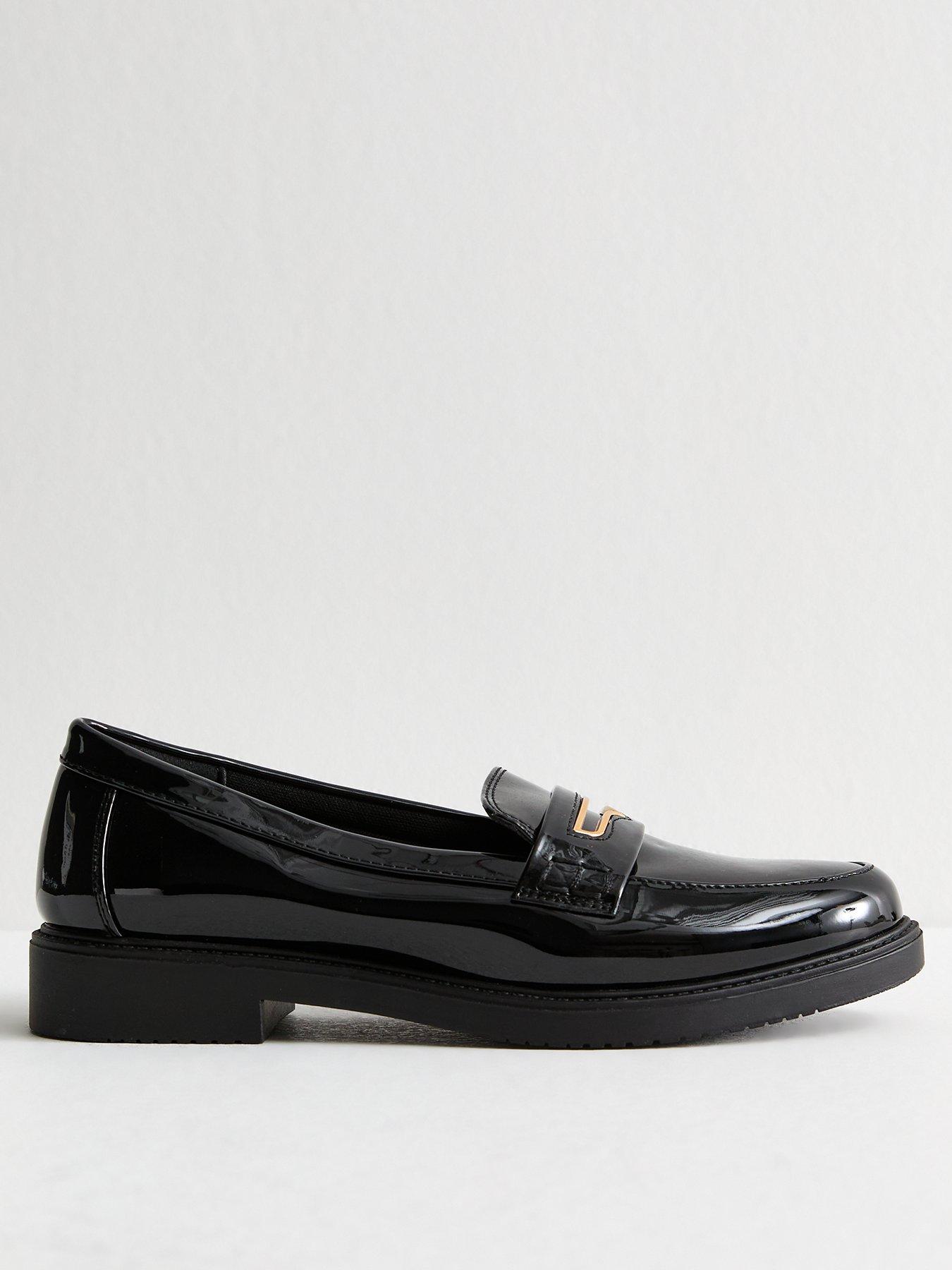 undefined Black Patent Faux Leather Penny Loafers