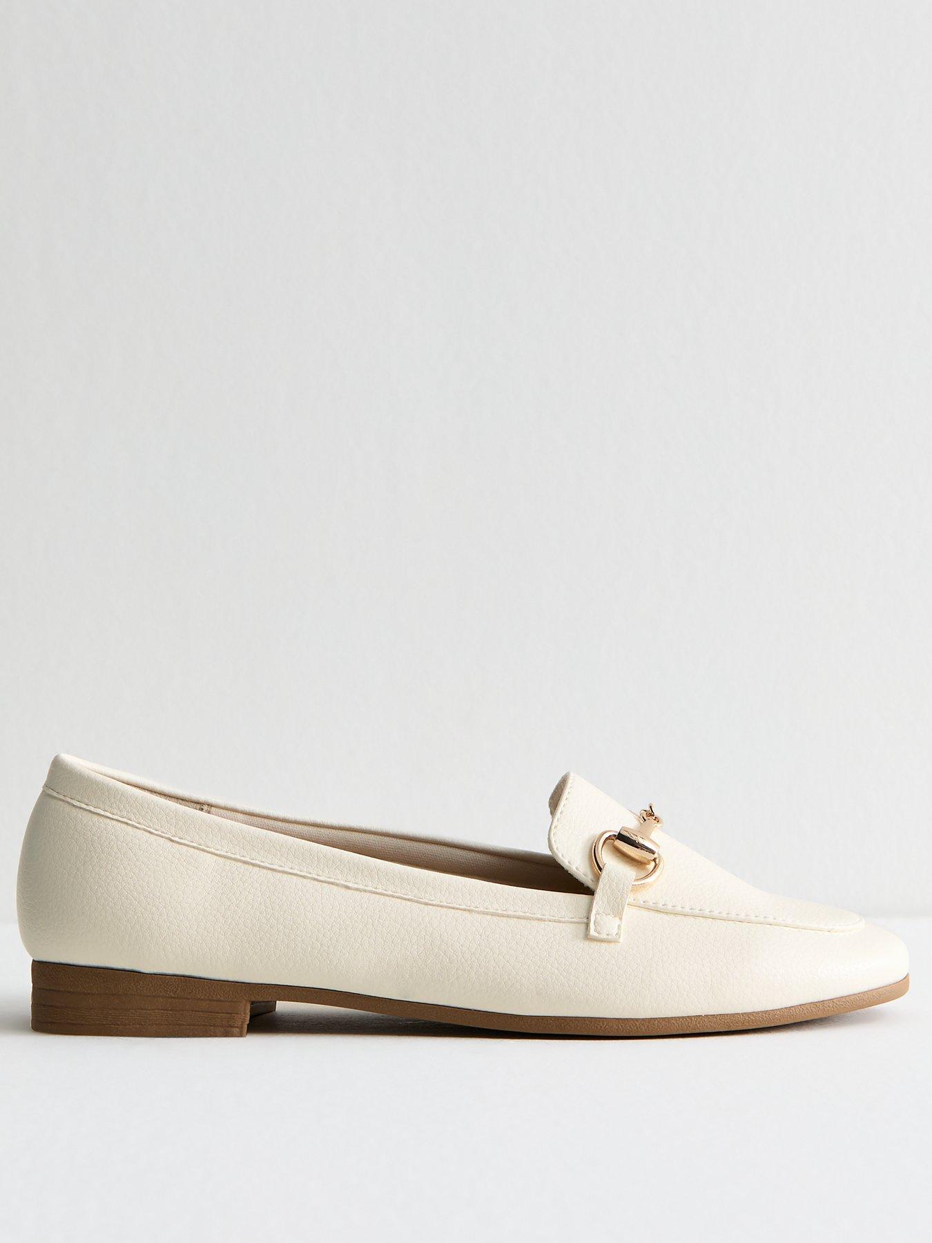 New Look Off White Faux Leather Horsebit Detail Loafers