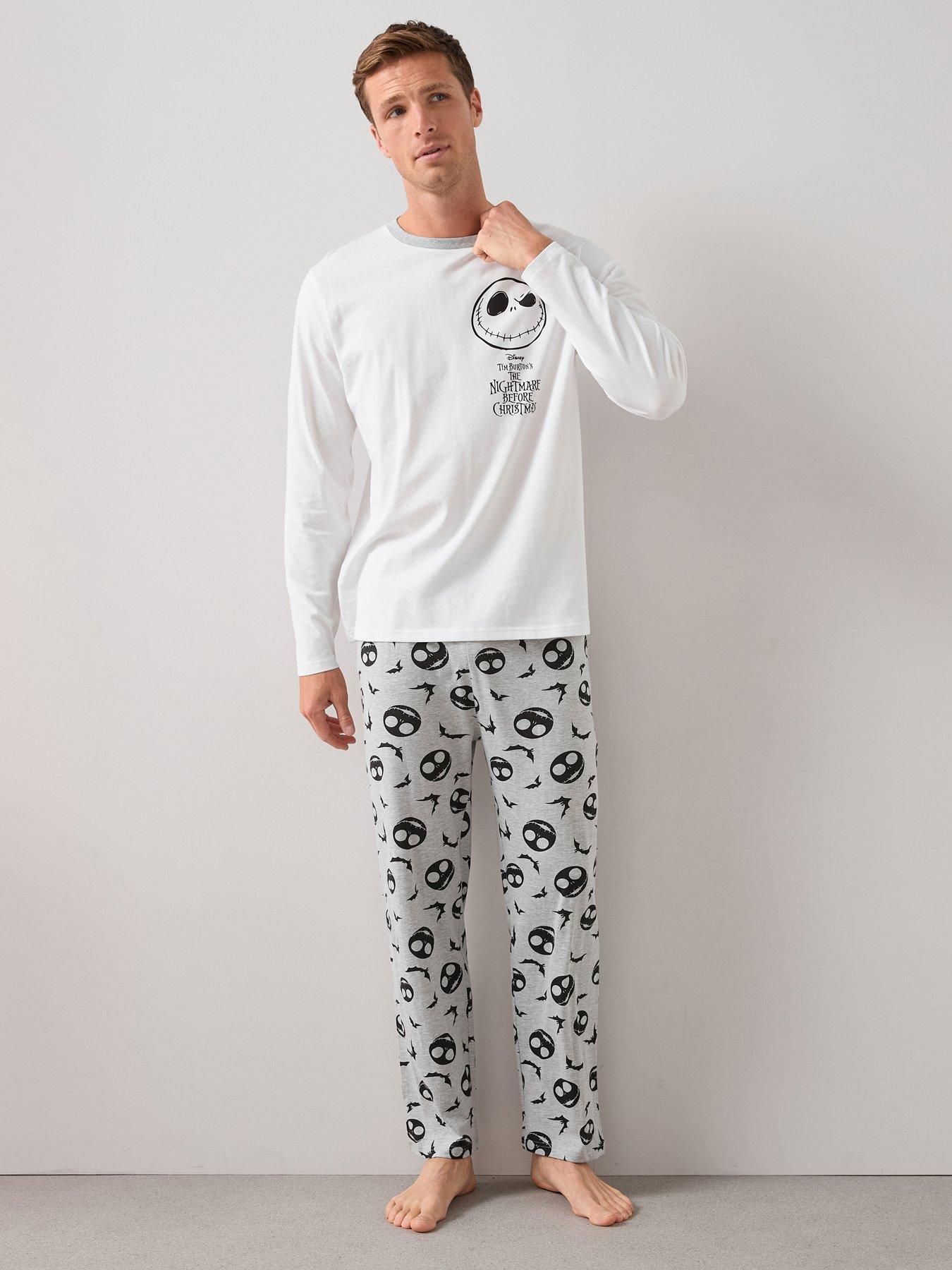  image of the-very-collection-mens-nightmare-before-christmas-long-leg-pyjama-set-white