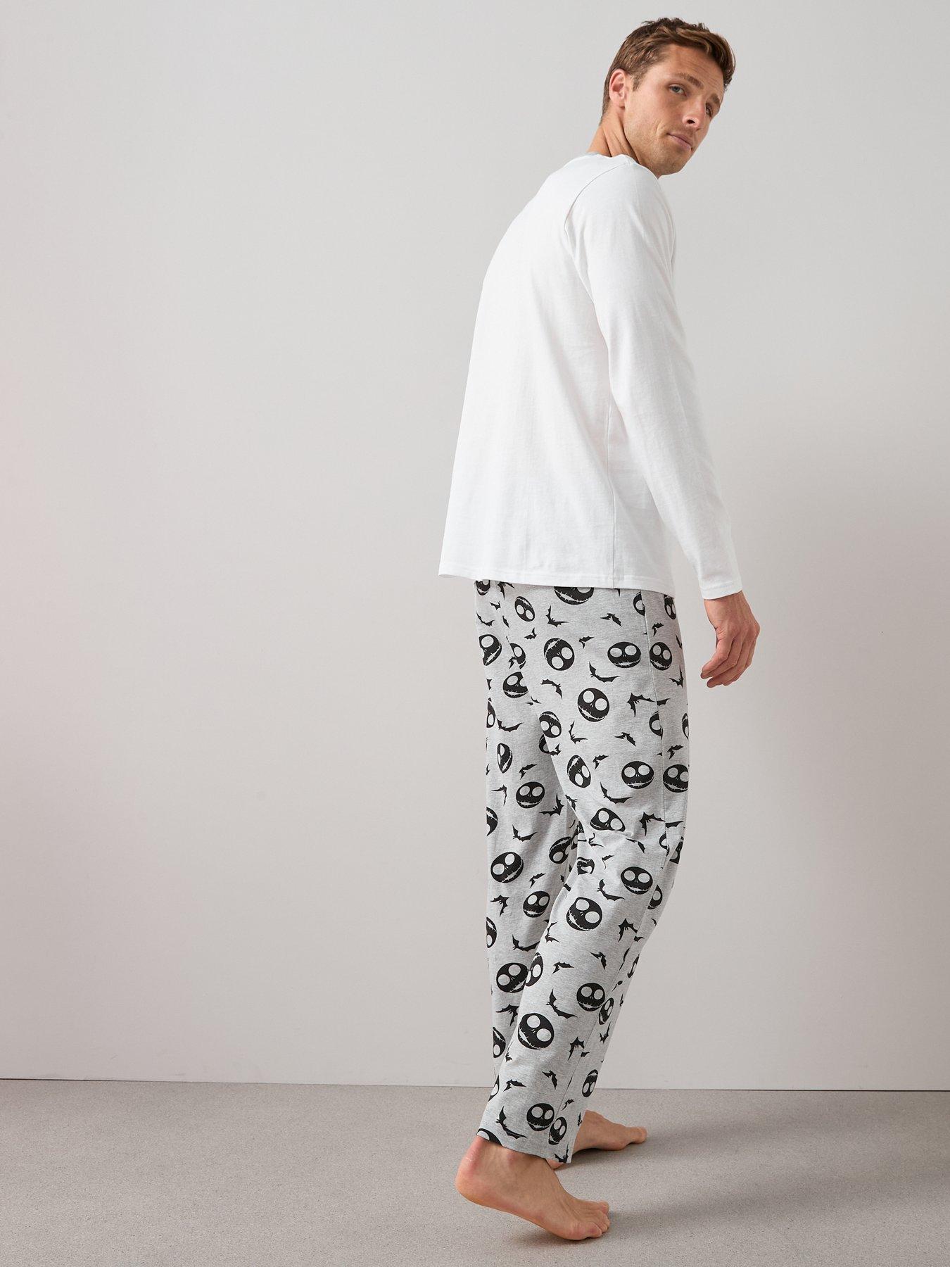 stillFront image of the-very-collection-mens-nightmare-before-christmas-long-leg-pyjama-set-white