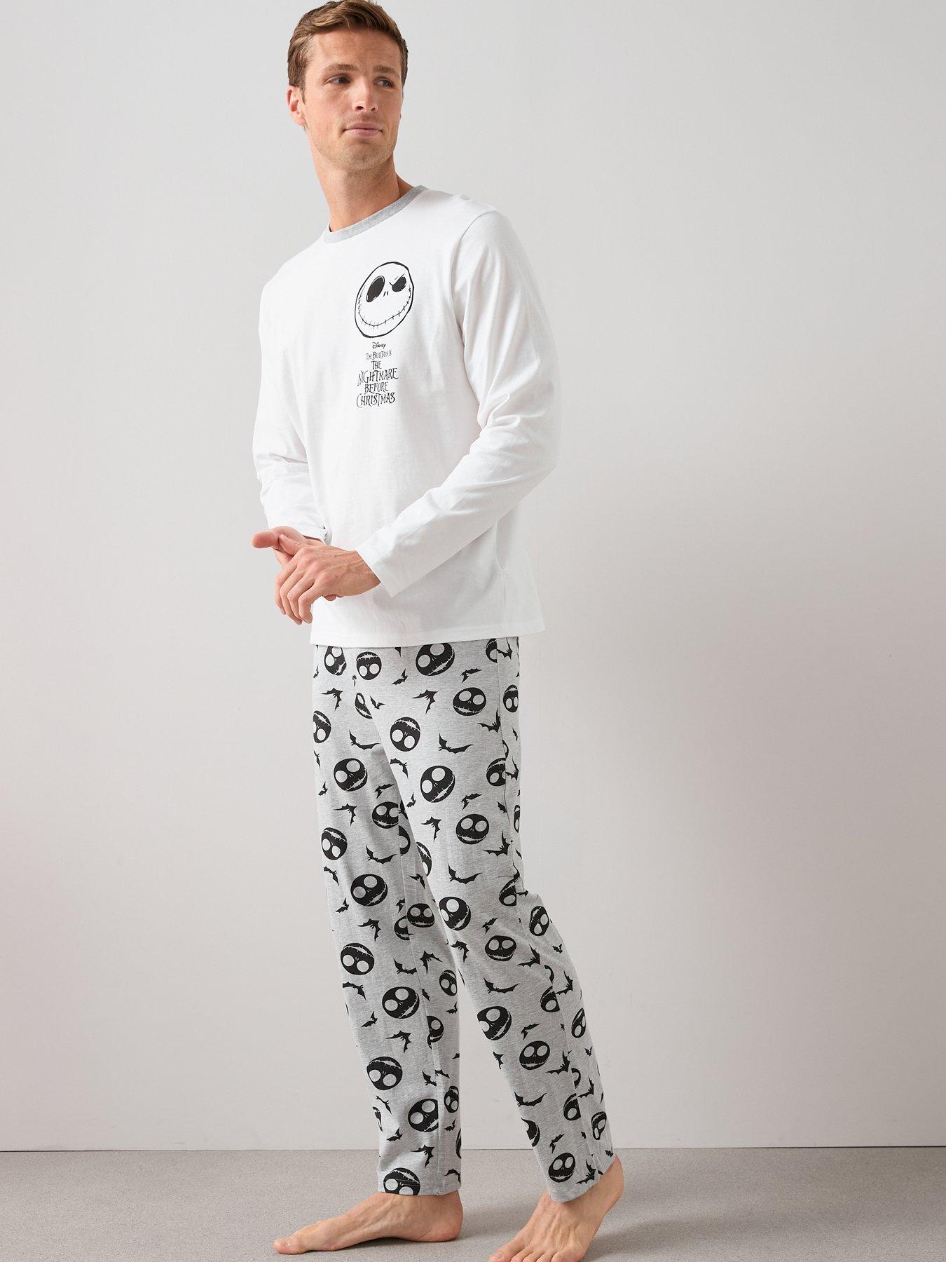  image of the-very-collection-mens-nightmare-before-christmas-long-leg-pyjama-set-white