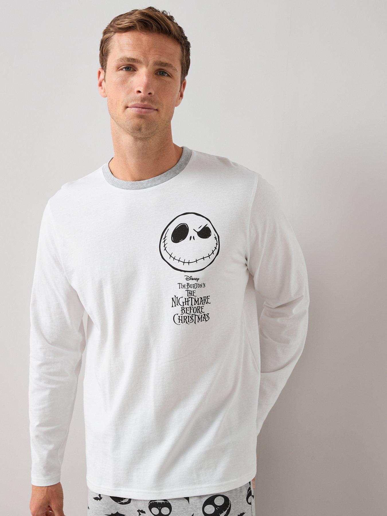  image of the-very-collection-mens-nightmare-before-christmas-long-leg-pyjama-set-white