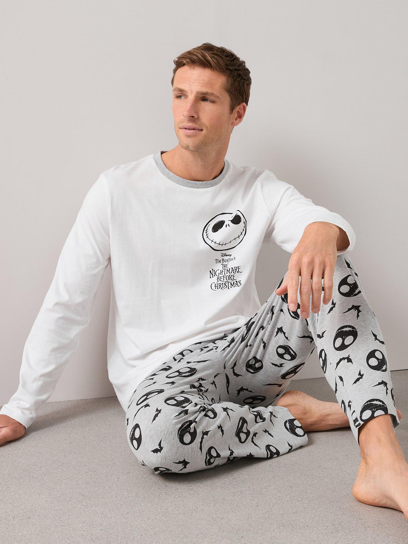  image of the-very-collection-mens-nightmare-before-christmas-long-leg-pyjama-set-white