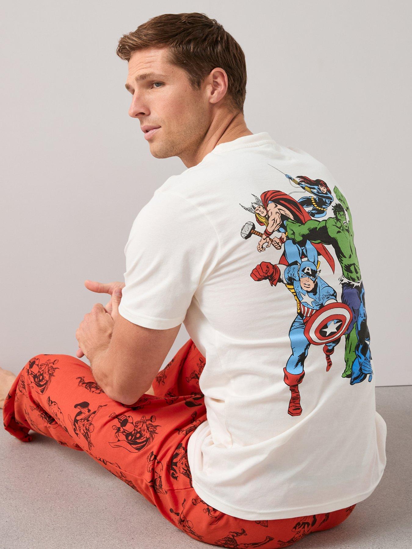 The Very Collection Marvel Avengers Back Print Short Sleeve Pyjama Set - Red