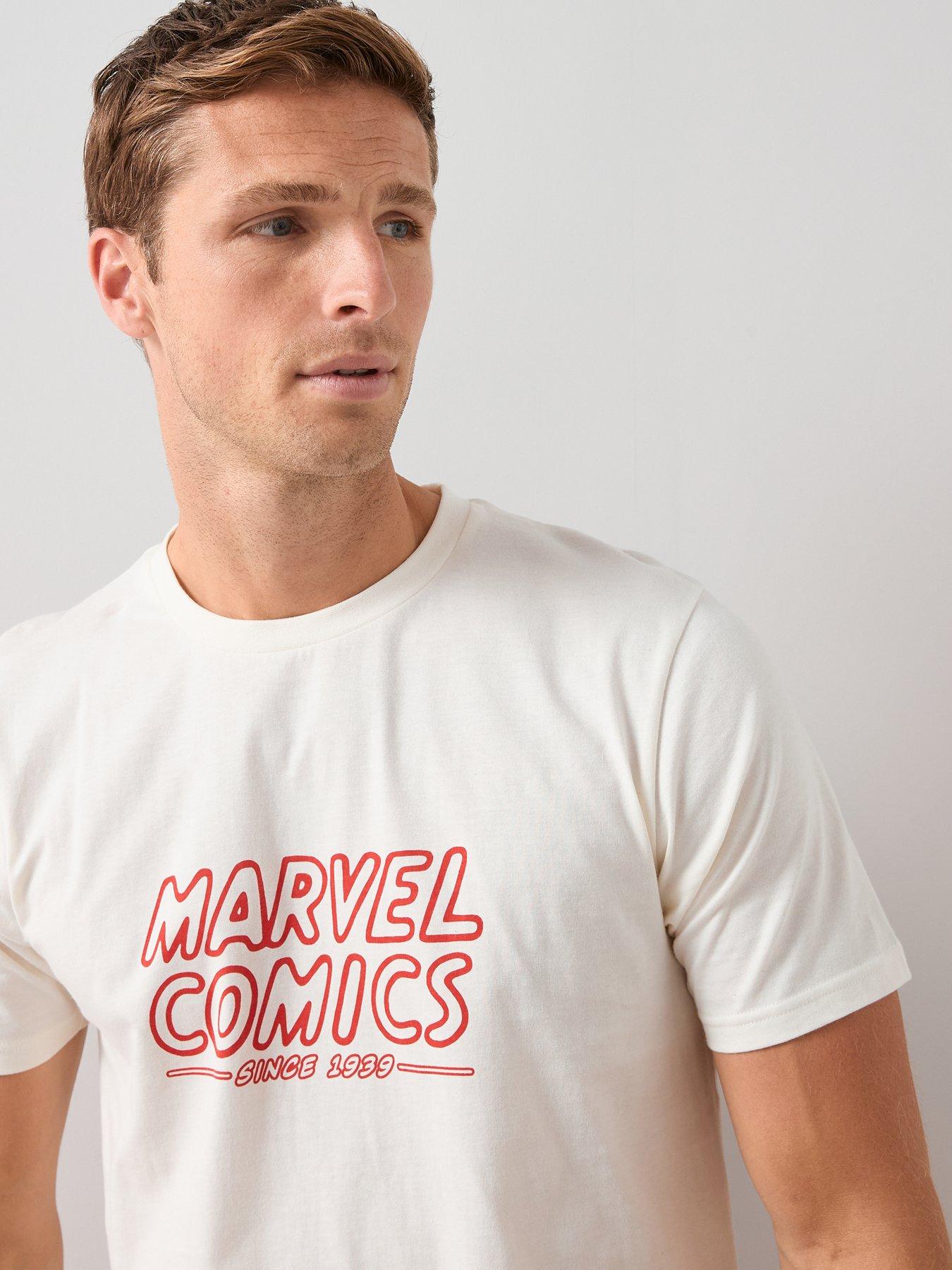  image of the-very-collection-marvel-avengers-back-print-short-sleeve-pyjama-set-red