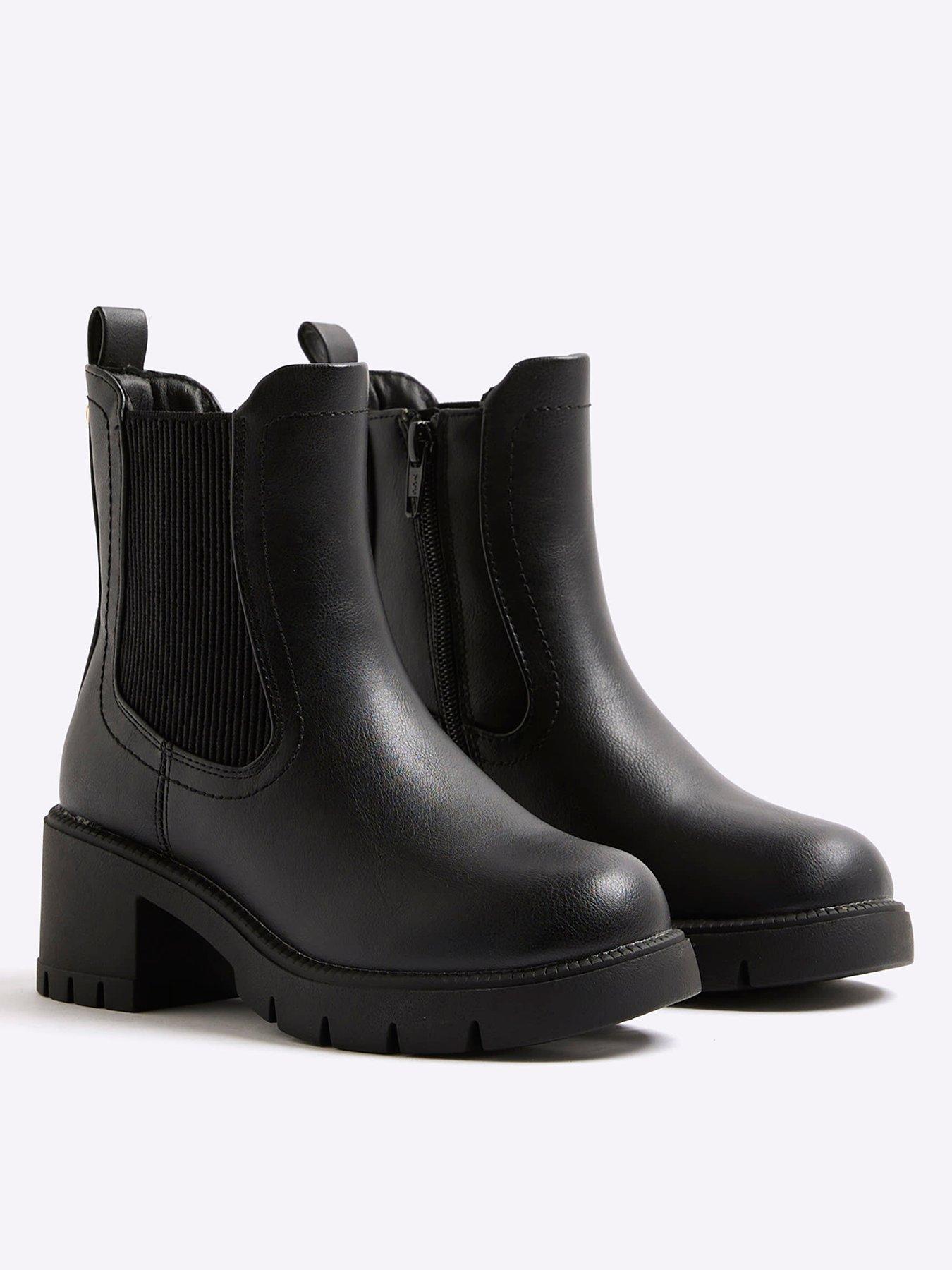 Image 2 of 4 of River Island Older Girls Heeled Ankle Boots - Black