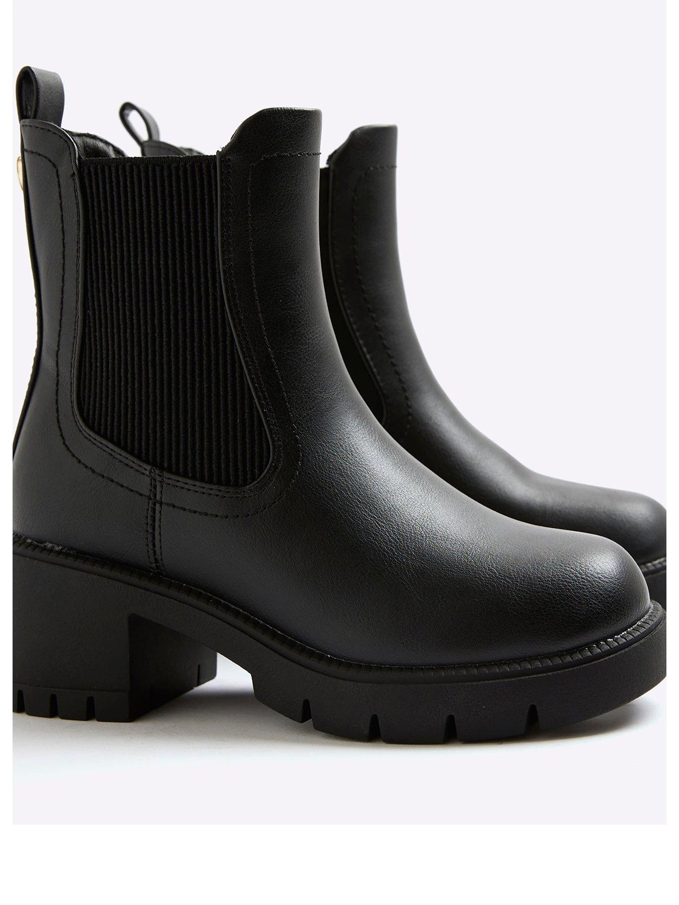 Image 3 of 4 of River Island Older Girls Heeled Ankle Boots - Black