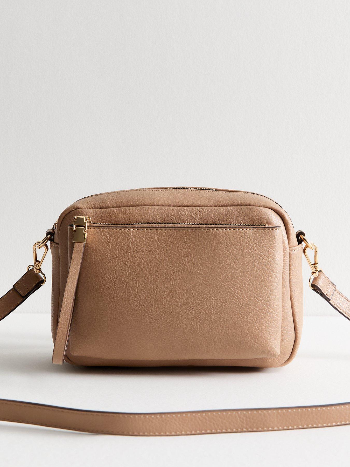 undefined Tan Grained Leather Crossbody Bag