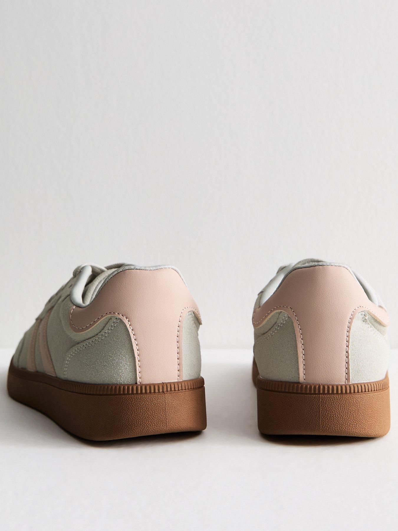  image of new-look-grey-panelled-faux-suede-contrast-trim-trainers