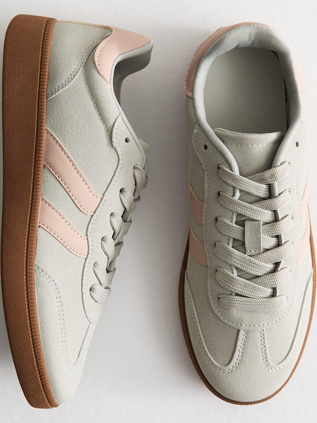  image of new-look-grey-panelled-faux-suede-contrast-trim-trainers