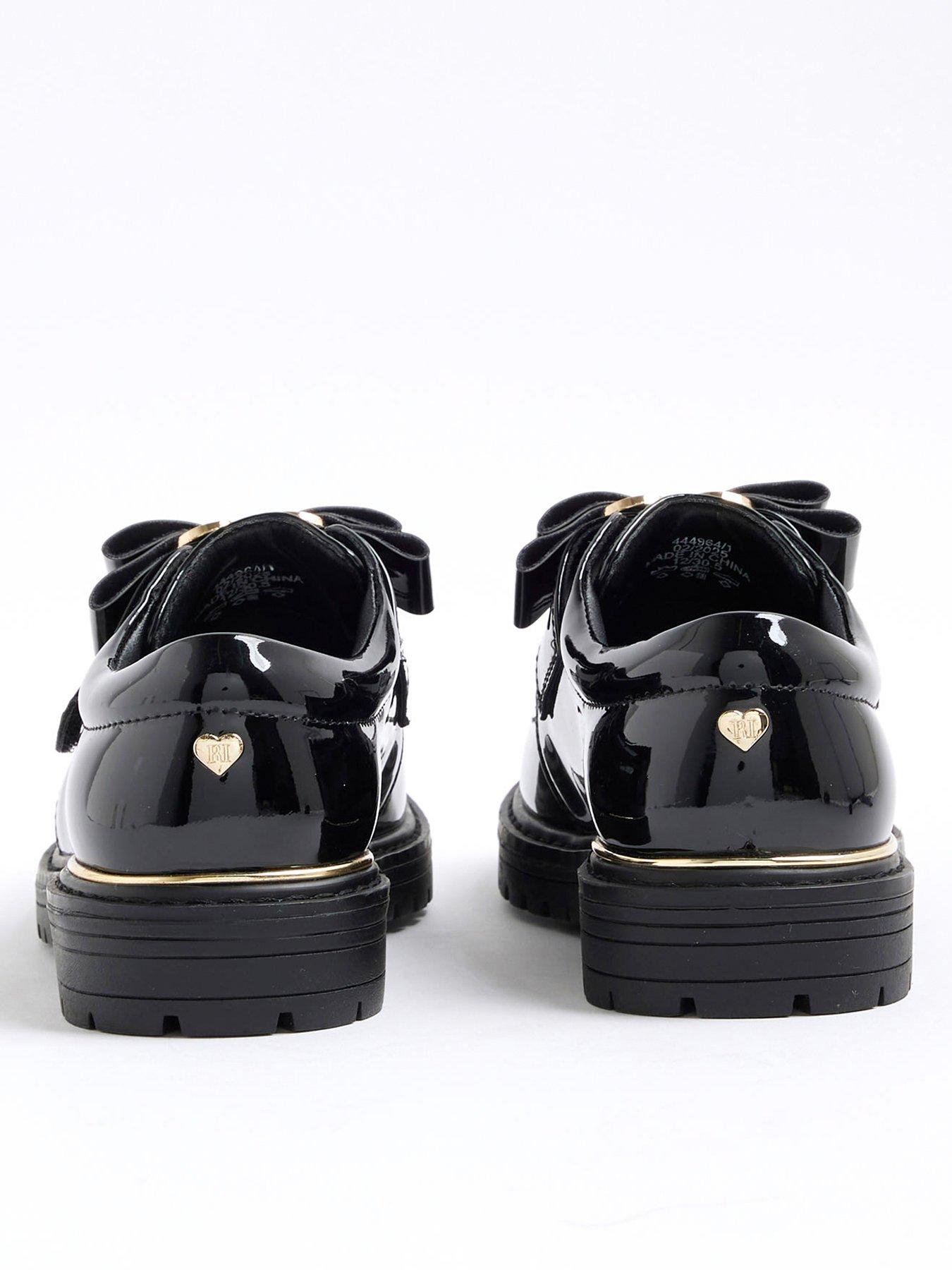 Image 3 of 4 of River Island Older Girls Chunky Bow Strap Shoes - Black