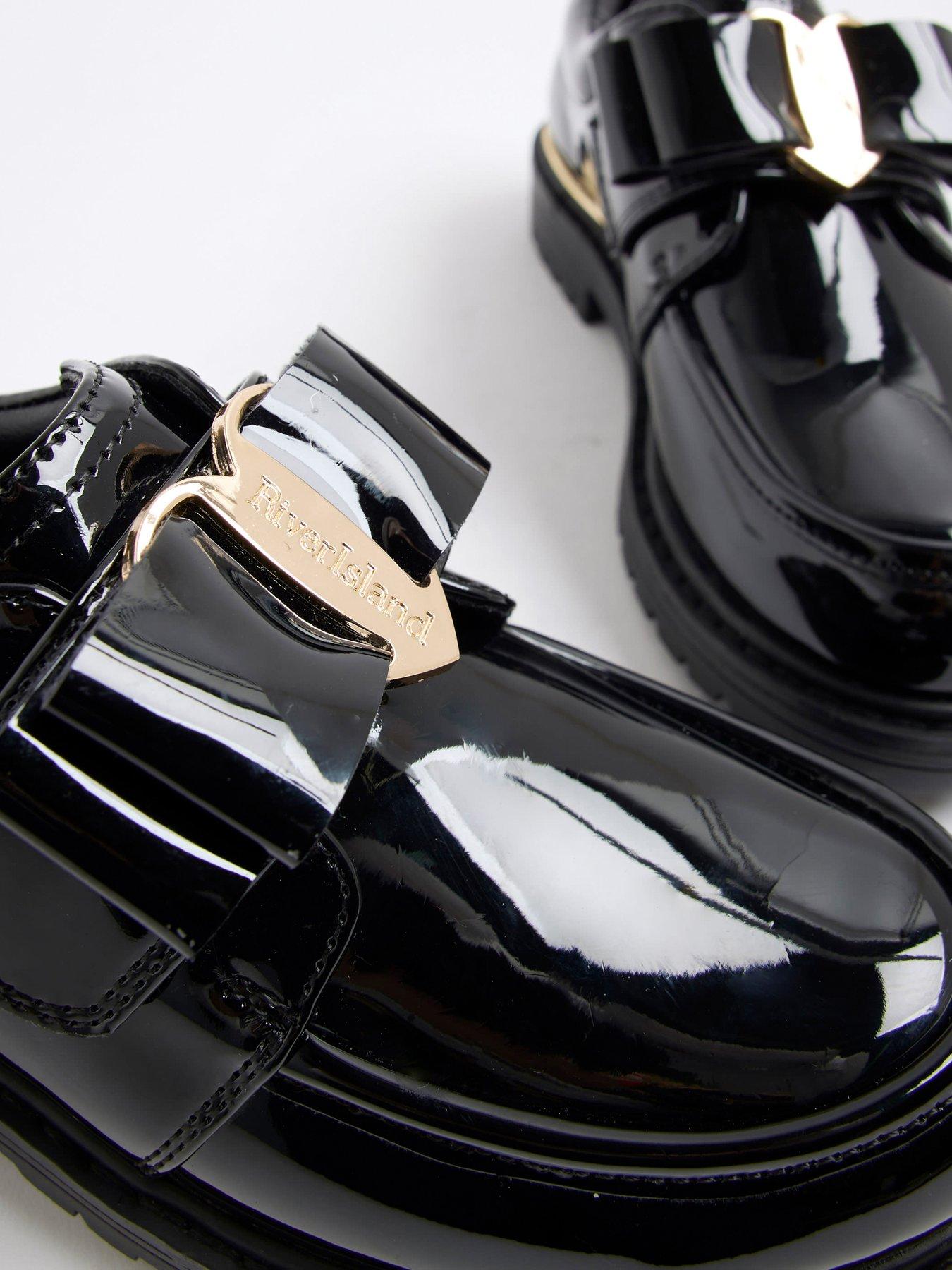 Image 4 of 4 of River Island Older Girls Chunky Bow Strap Shoes - Black