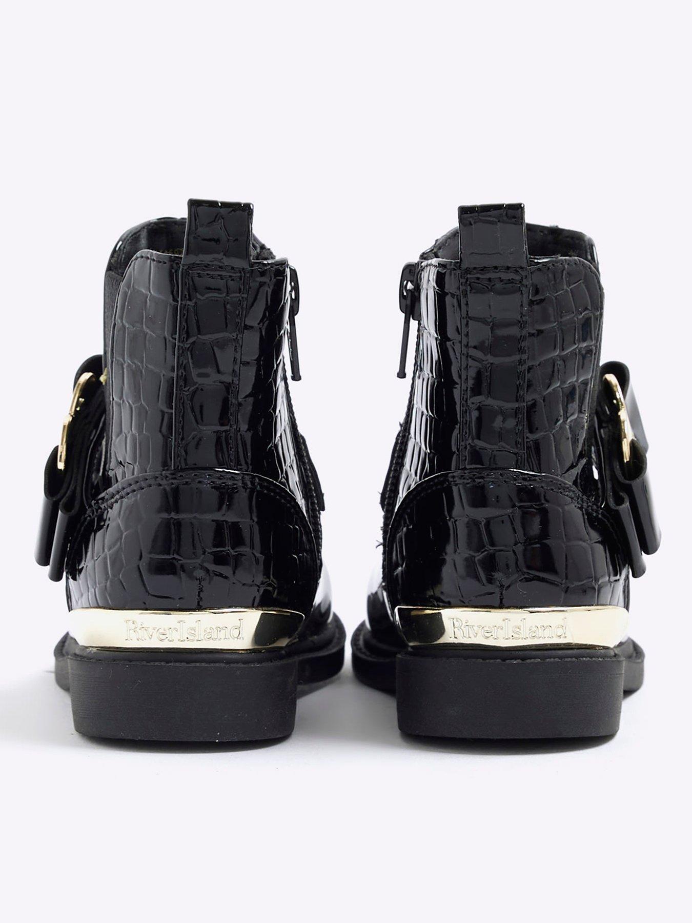  image of river-island-mini-girls-heart-bow-chelsea-boots-black