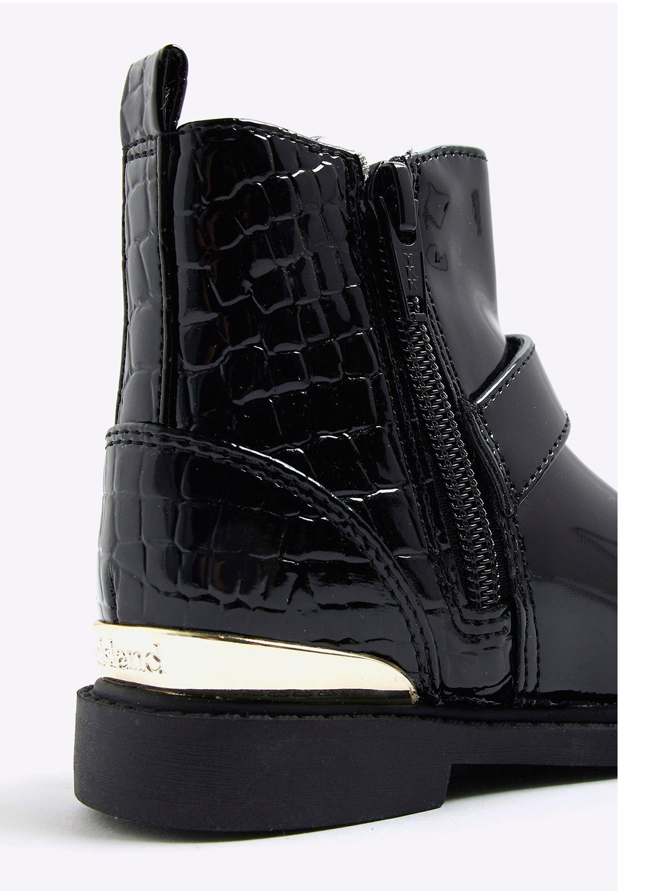  image of river-island-mini-girls-heart-bow-chelsea-boots-black