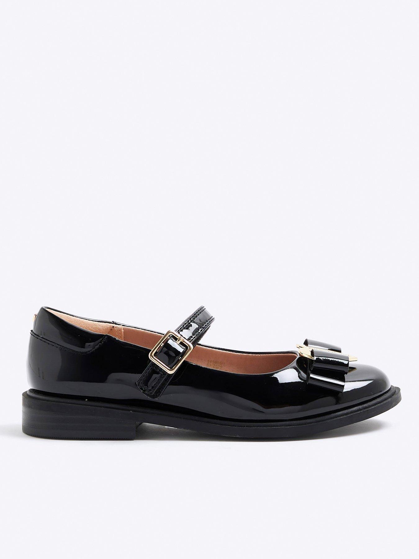 River Island Older Girls Bow Heart Ballet Shoes Black Littlewoods