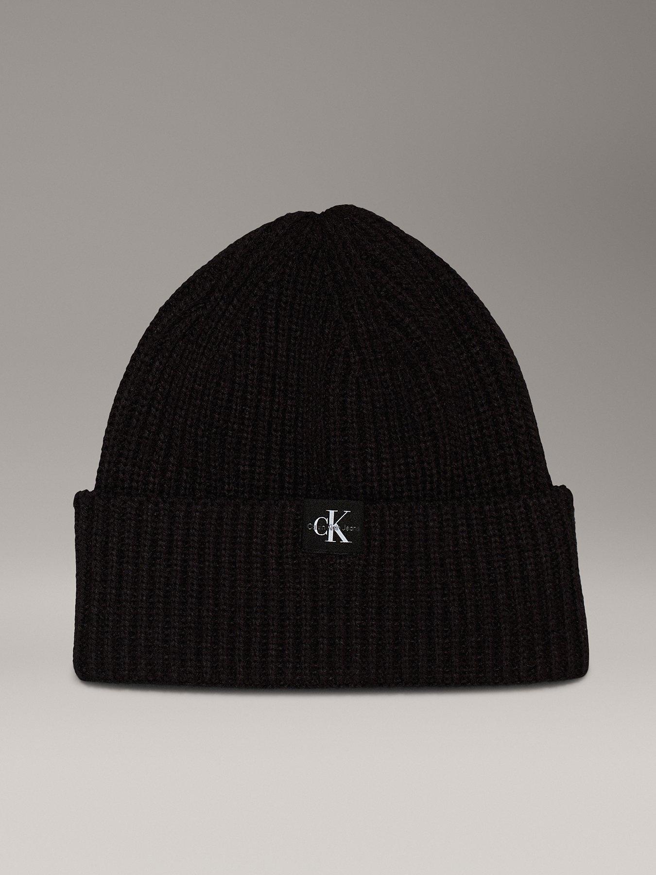 undefined Kids Monogram Rib Beanie - Black