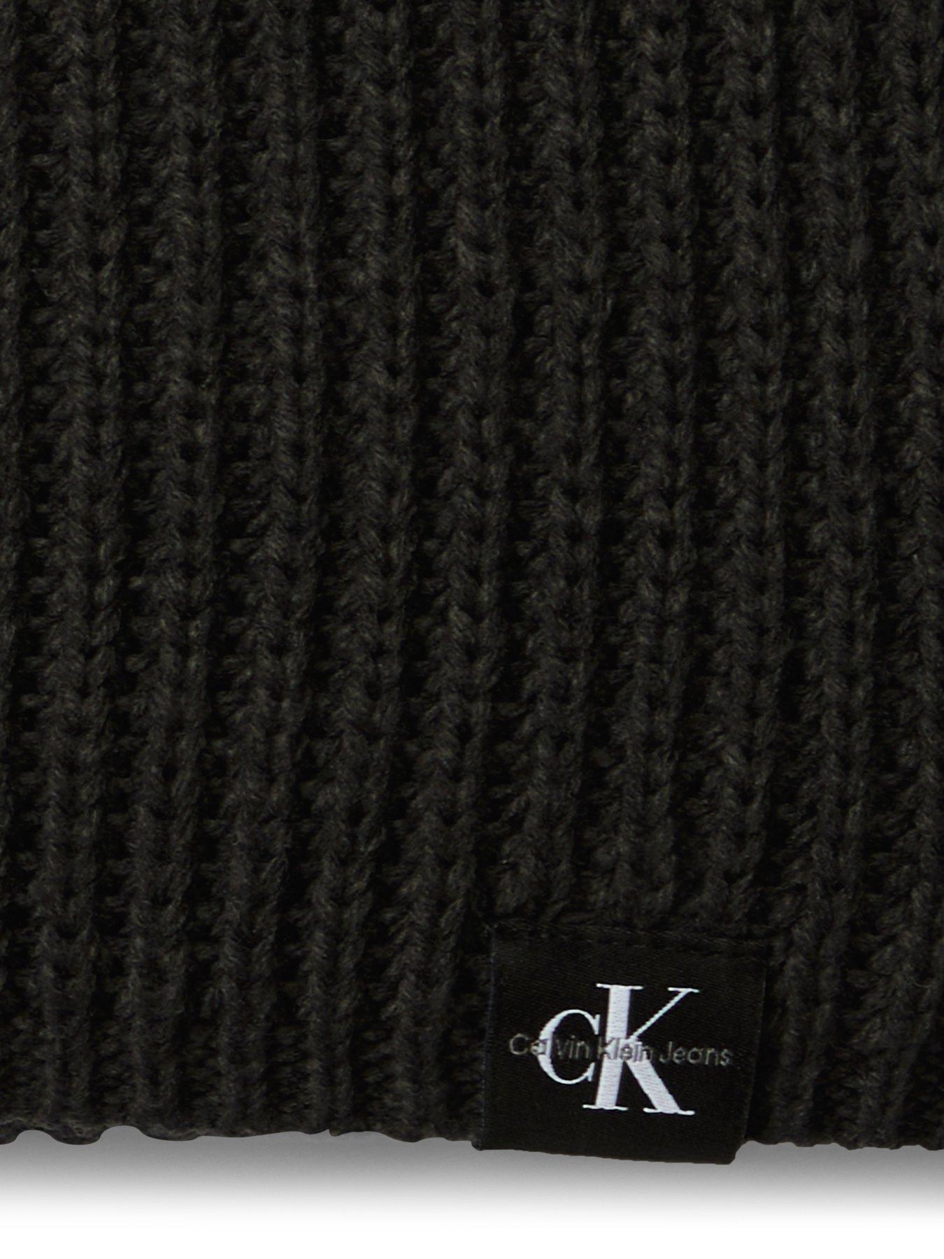 Image 2 of 3 of Calvin Klein Jeans Kids Monogram Rib Scarf Beanie Set - Black