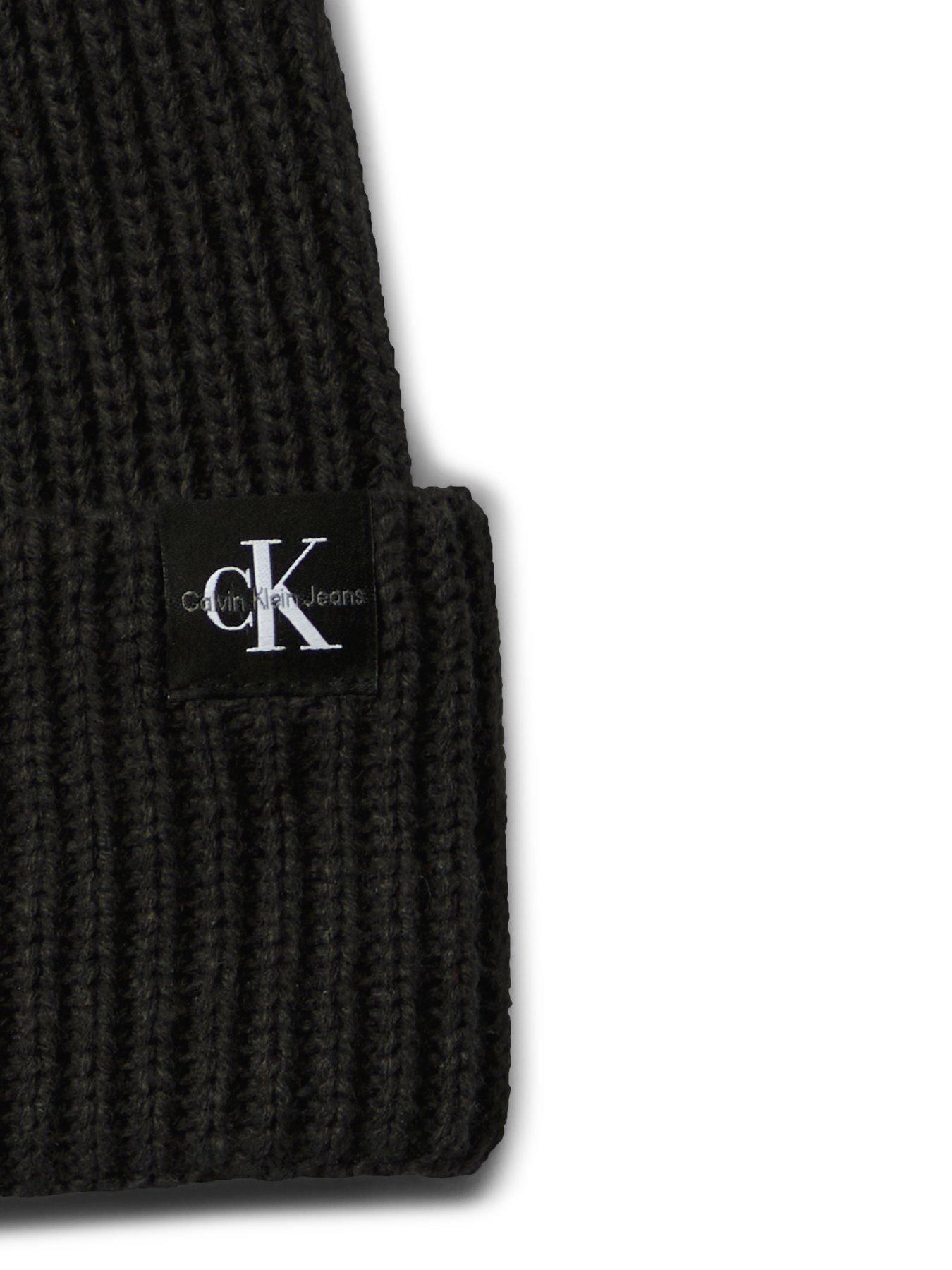 Image 3 of 3 of Calvin Klein Jeans Kids Monogram Rib Scarf Beanie Set - Black