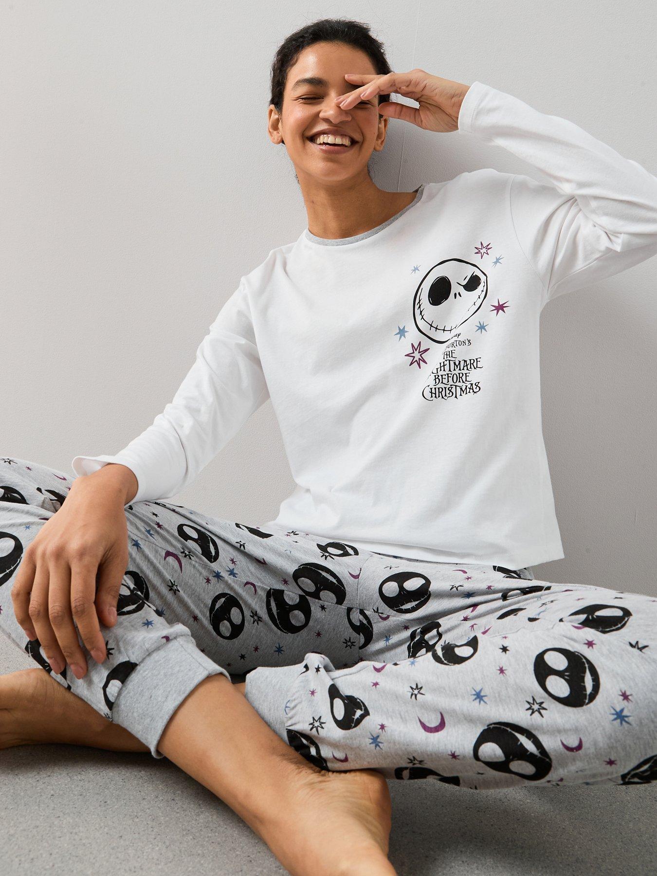  image of the-very-collection-ladies-nightmare-before-christmas-long-leg-pyjama-set-white