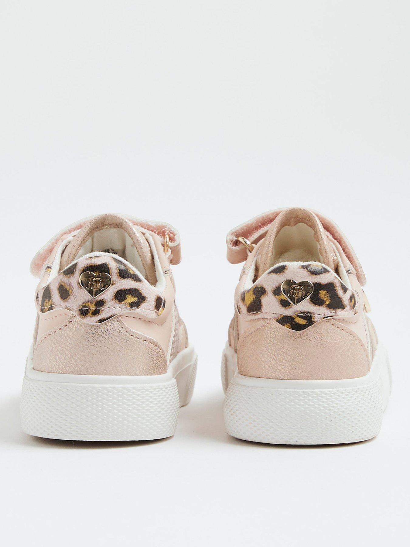 Image 3 of 5 of River Island Mini Girls Leopard Plim Shoes - Pink