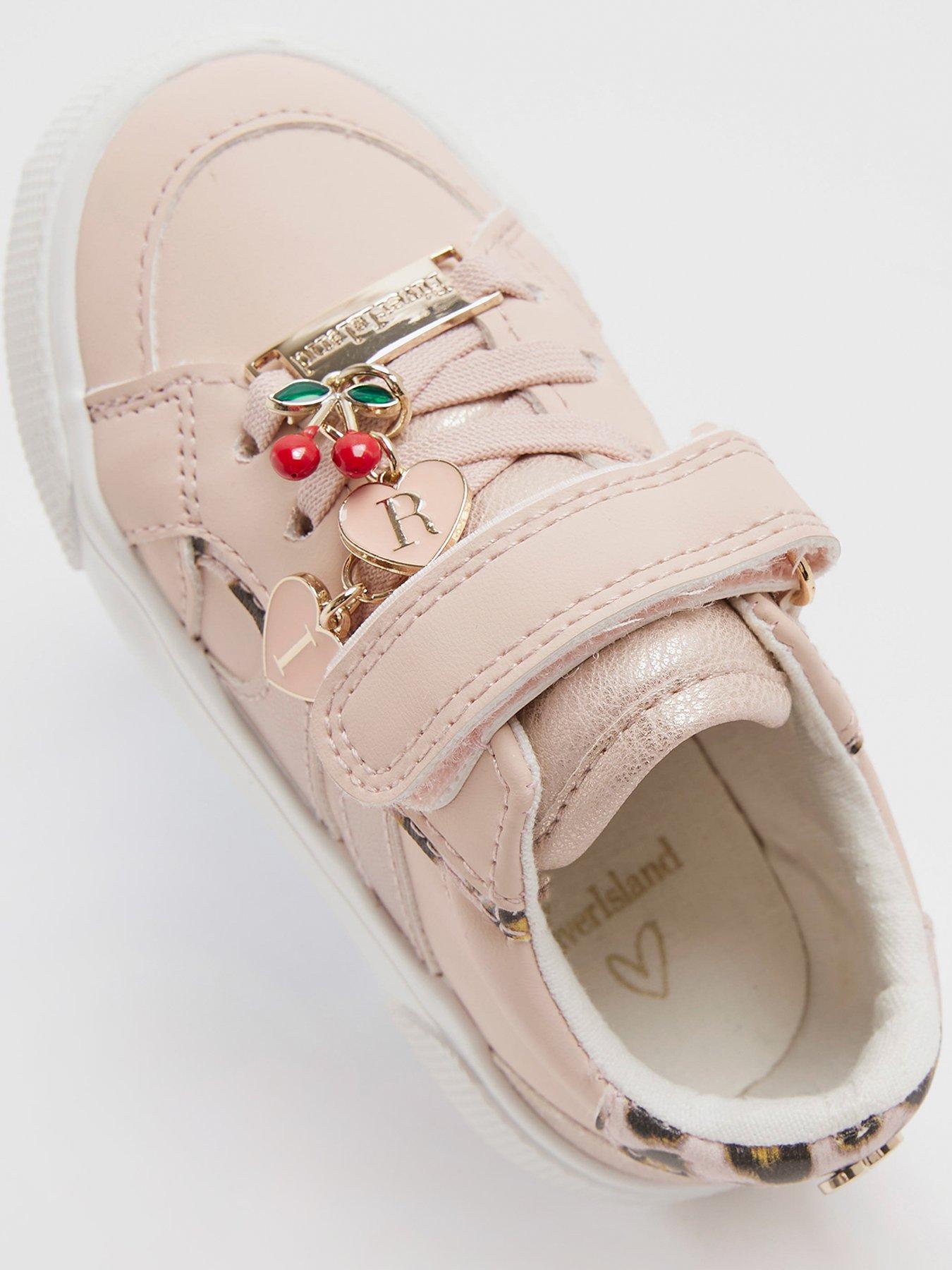 Image 4 of 5 of River Island Mini Girls Leopard Plim Shoes - Pink