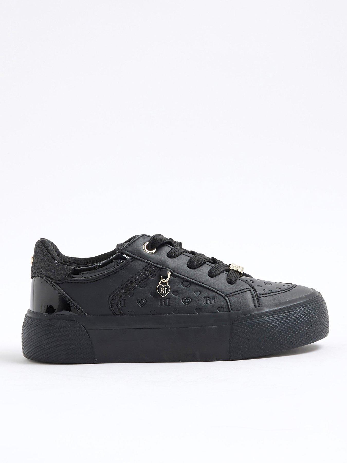 River Island Older Girls Monogram Trainers Black Littlewoods