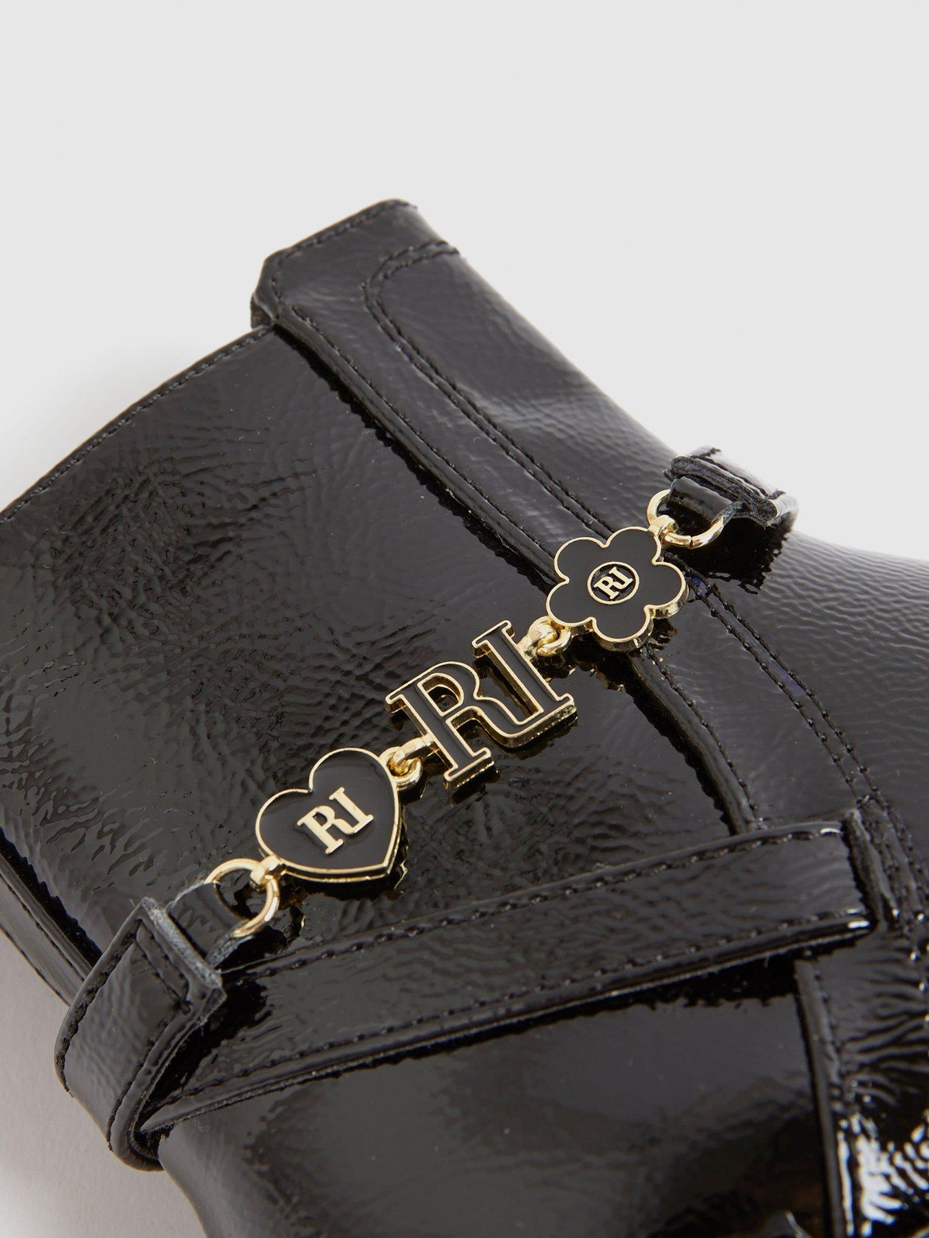 Image 5 of 5 of River Island Older Girls Flower Chain Riding Boot - Black