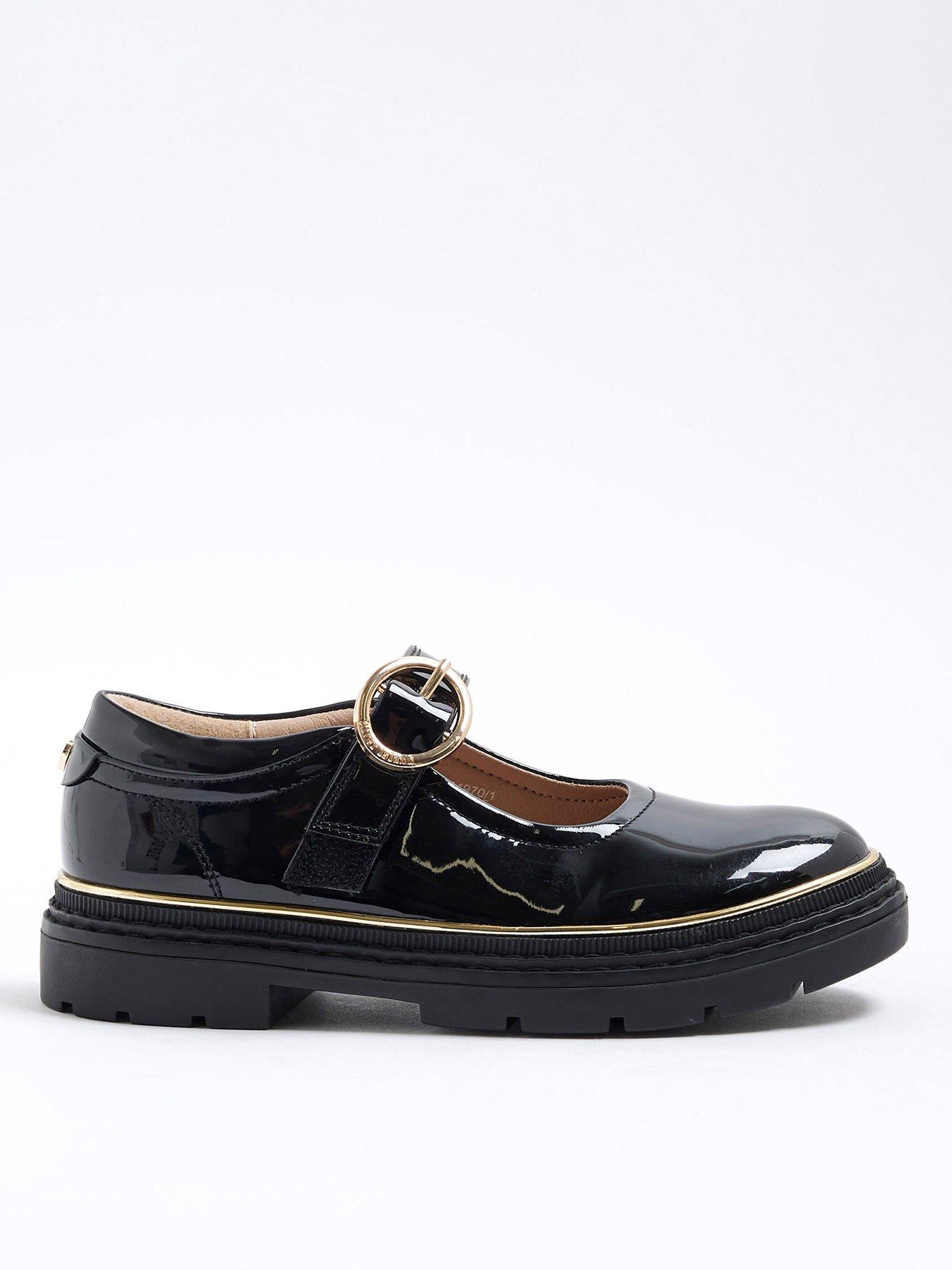 River Island Older Girls Oval Buckle Mary Jane Shoes - Black