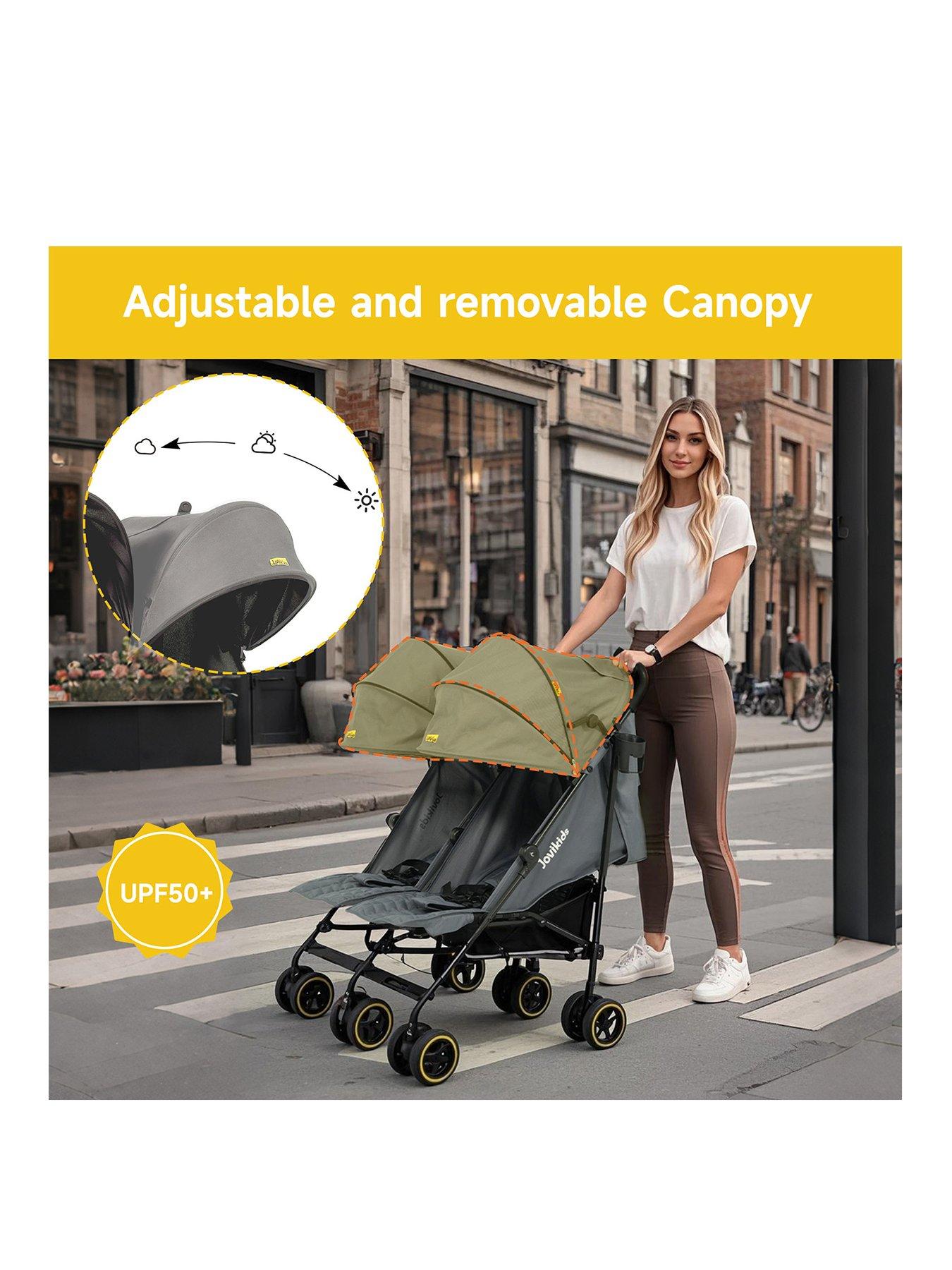 Image 2 of 7 of Jovikids Ezra Twin Stroller - Quiet Shade
