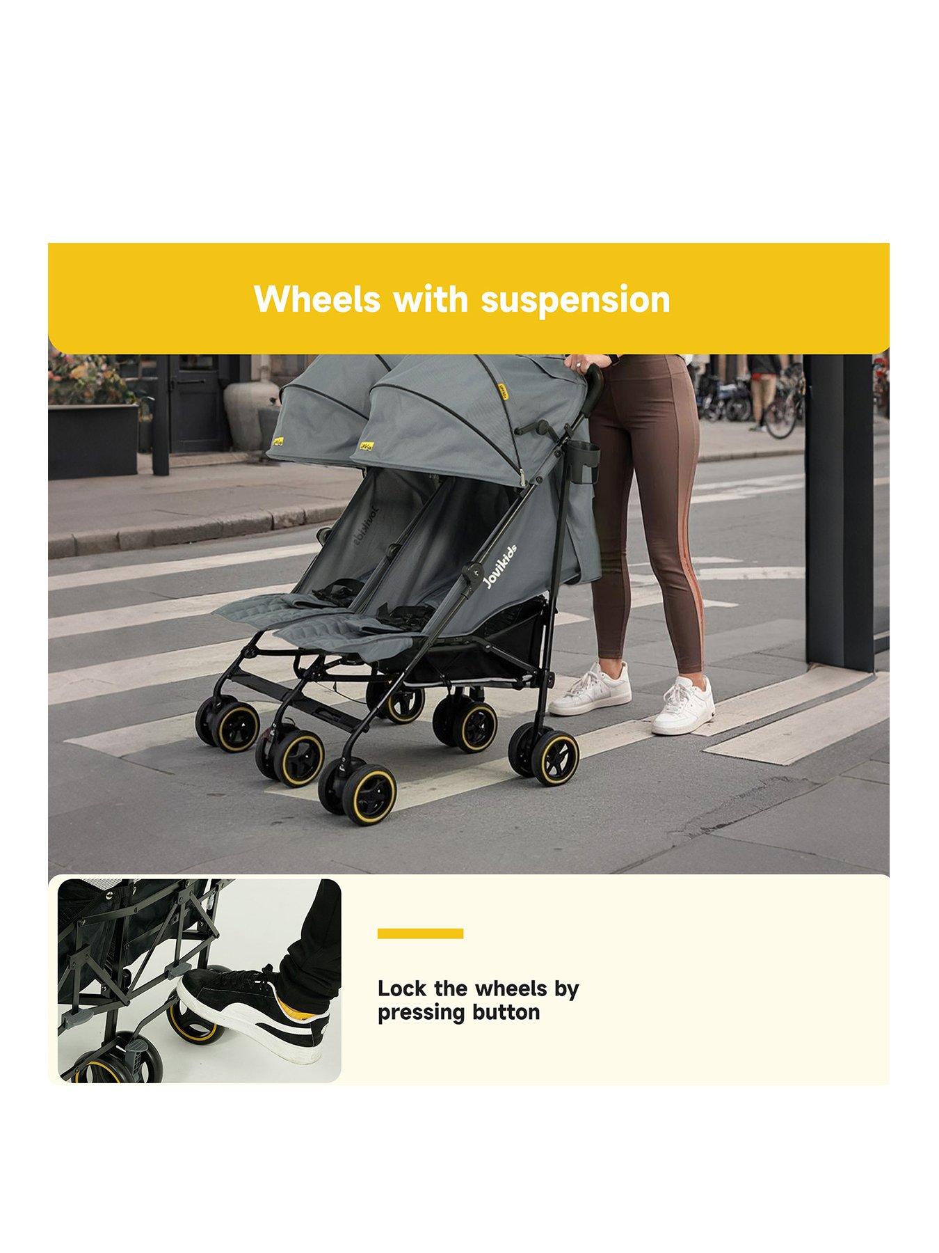 Image 3 of 7 of Jovikids Ezra Twin Stroller - Quiet Shade
