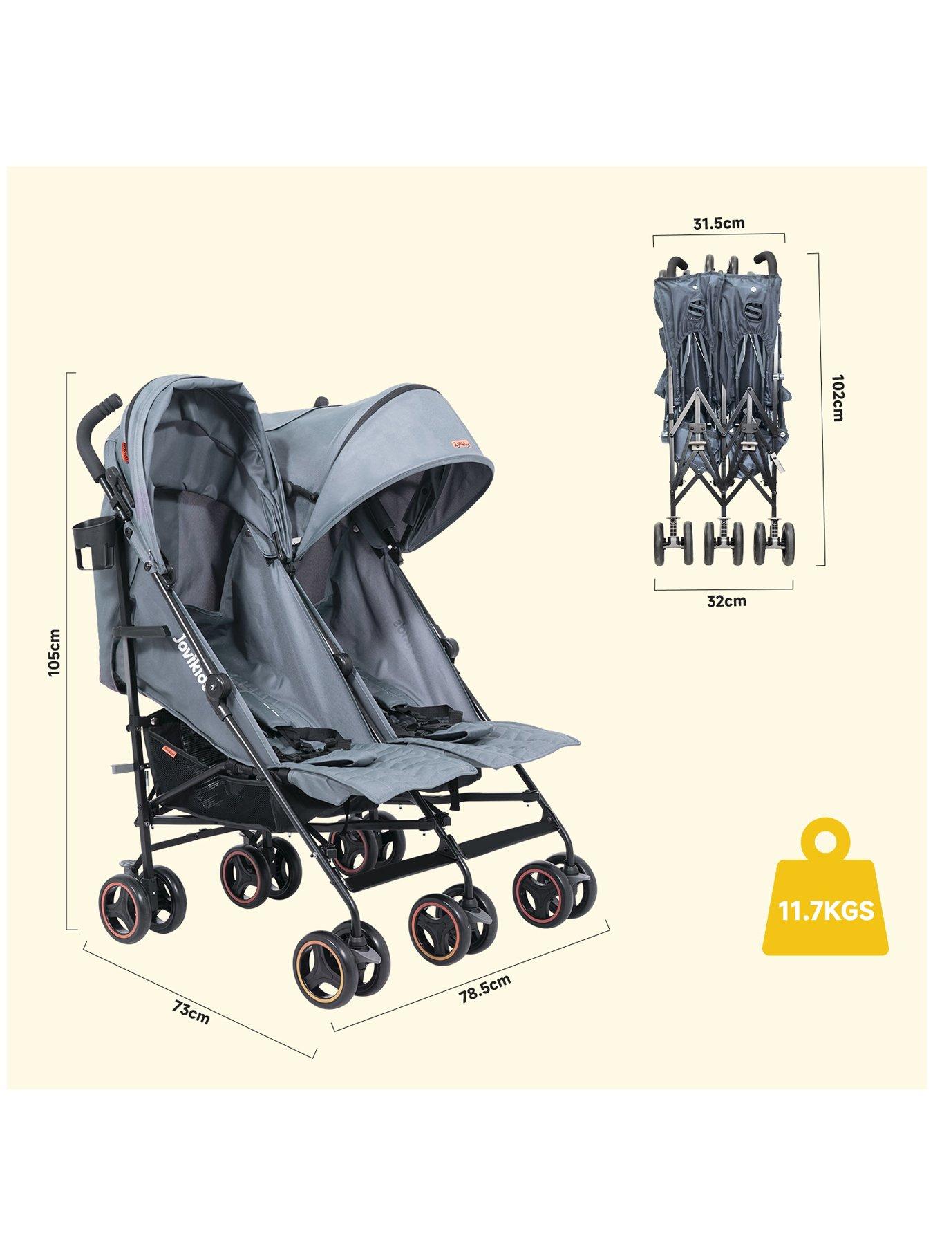 Image 6 of 7 of Jovikids Ezra Twin Stroller - Quiet Shade