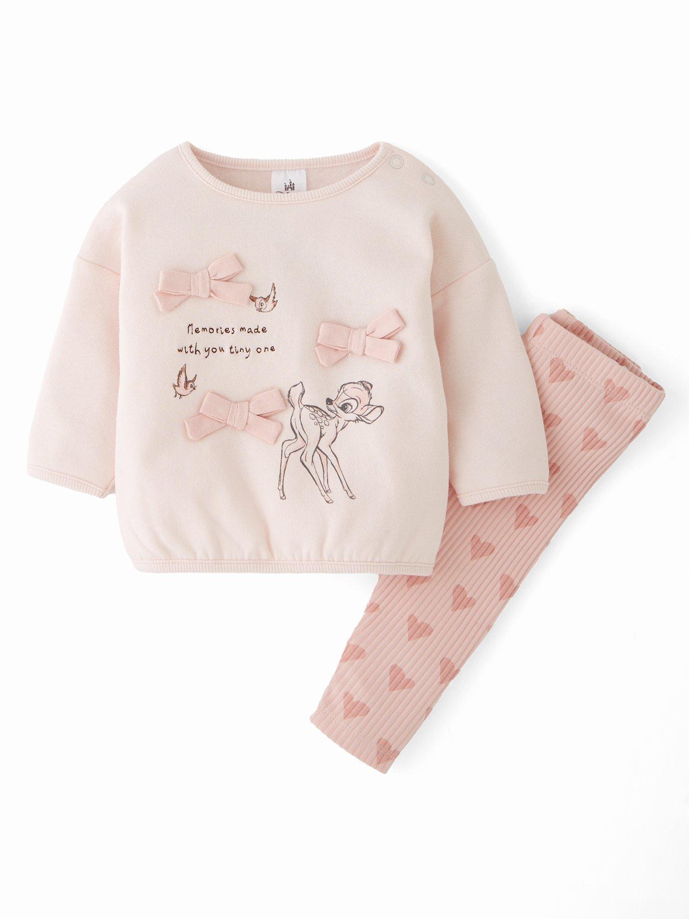 Image 1 of 4 of Bambi Disney Bambi Rib Legging Sweat Set - Pink