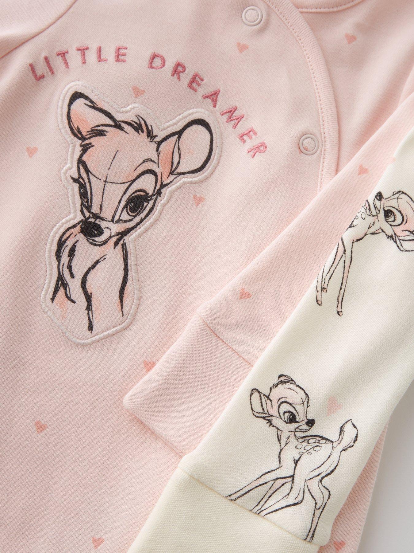  image of bambi-disney-bambi-2-pack-sleepsuit-pink